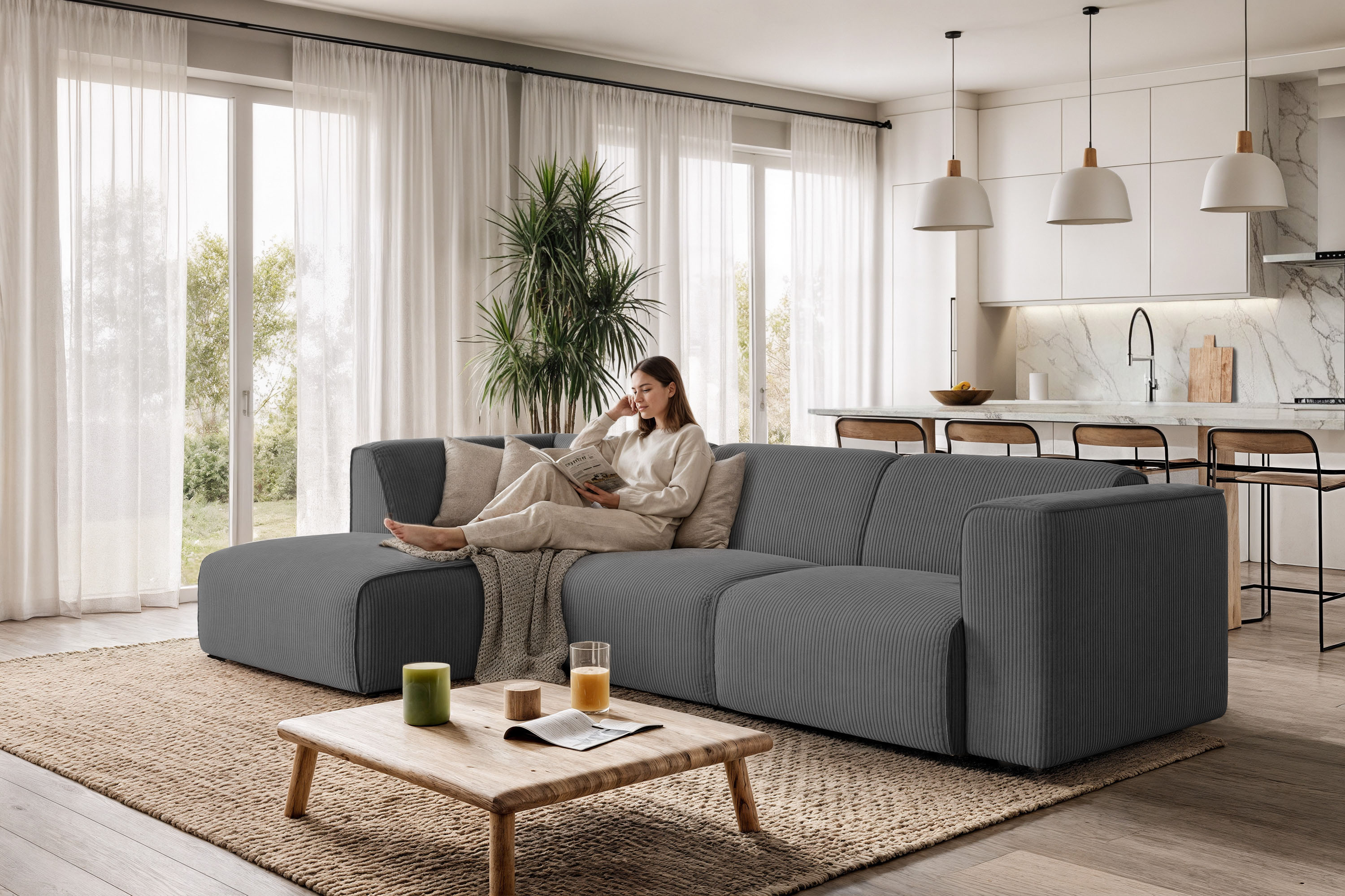 OTTO home Ecksofa "Merid L-Form, B: 295 cm - OTTO. Verlässliche Qualität." jederzeit durch Module erweiterbar