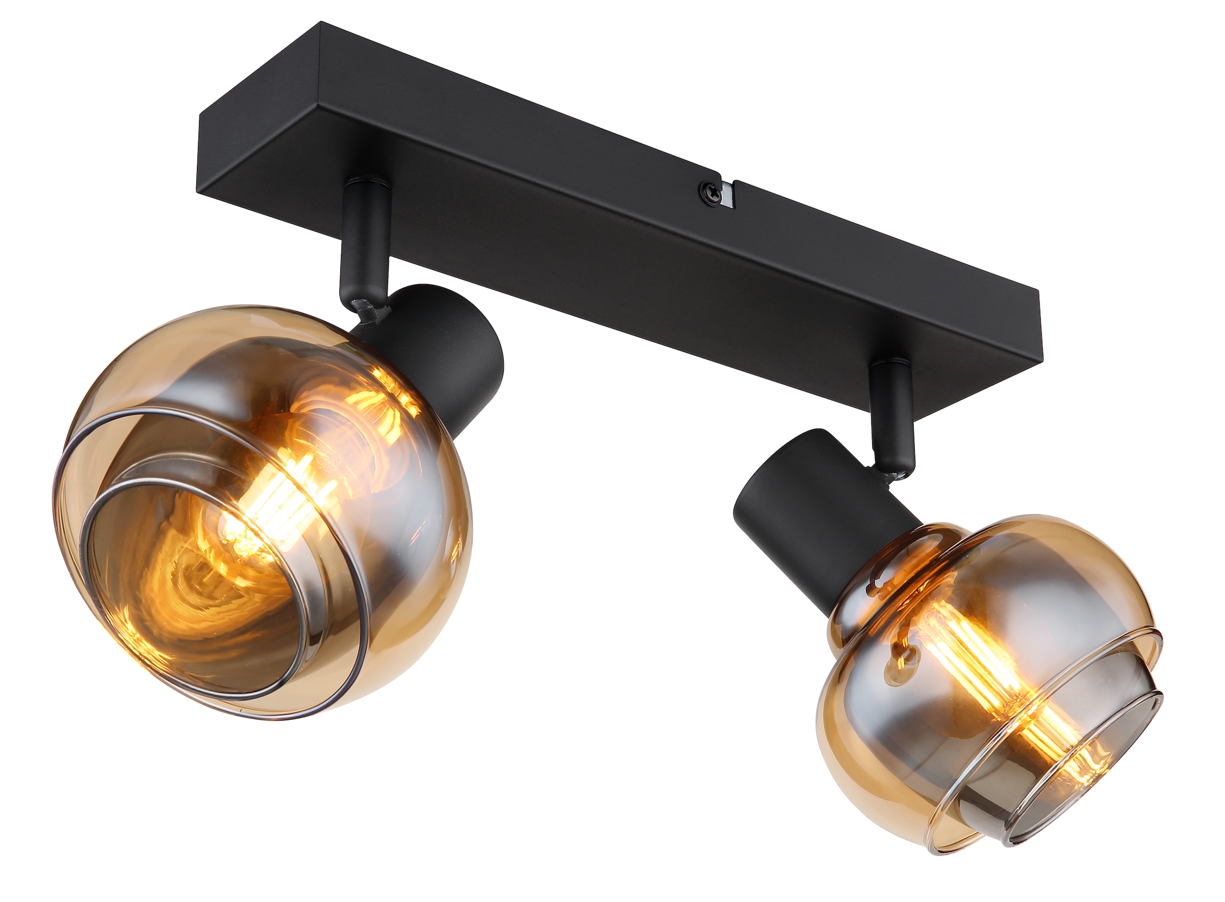 GLOBO LIGHTING Deckenstrahler »TOKKI«, Leuchtmittel E14 | ohne Leuchtmittel, Deckenspot/schwarz/Glas amber/Glas rauchfarben/Flur/Wohnzimmer