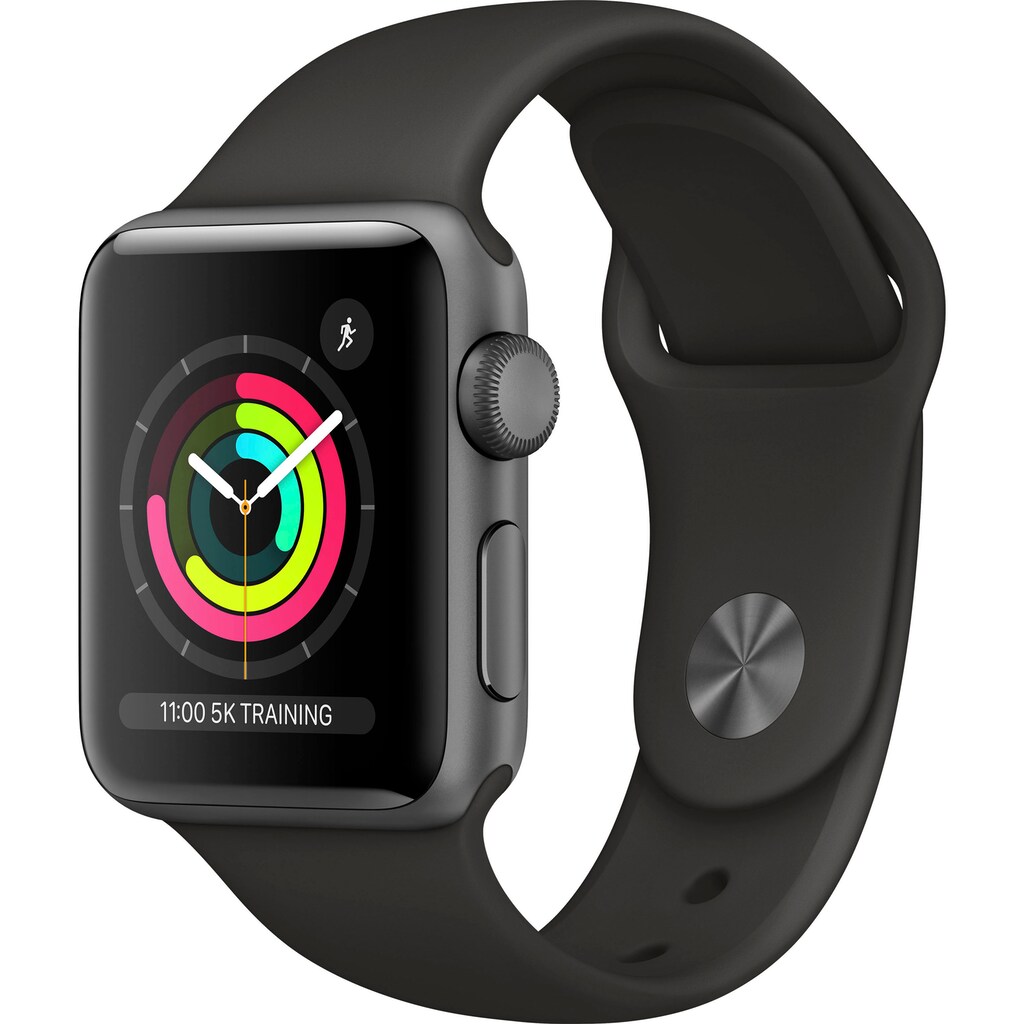 Apple Watch »Series 3 GPS, Aluminiumgehäuse mit Sportarmband 38mm«, (Watch OS 5 inkl. Ladestation (magnetisches Ladekabel)