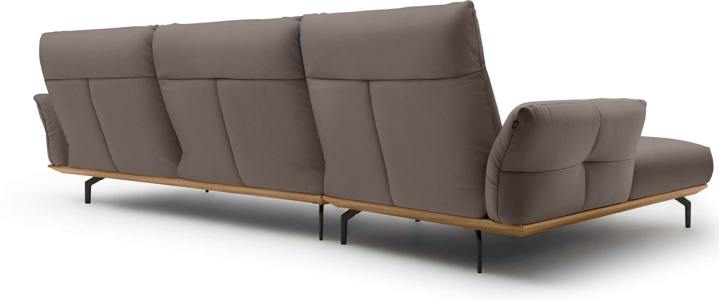 Creation BY ROLF BENZ Ecksofa »CR.460«, Sockel in Nussbaum, Winkelfüße in Umbragrau, Breite 338 cm