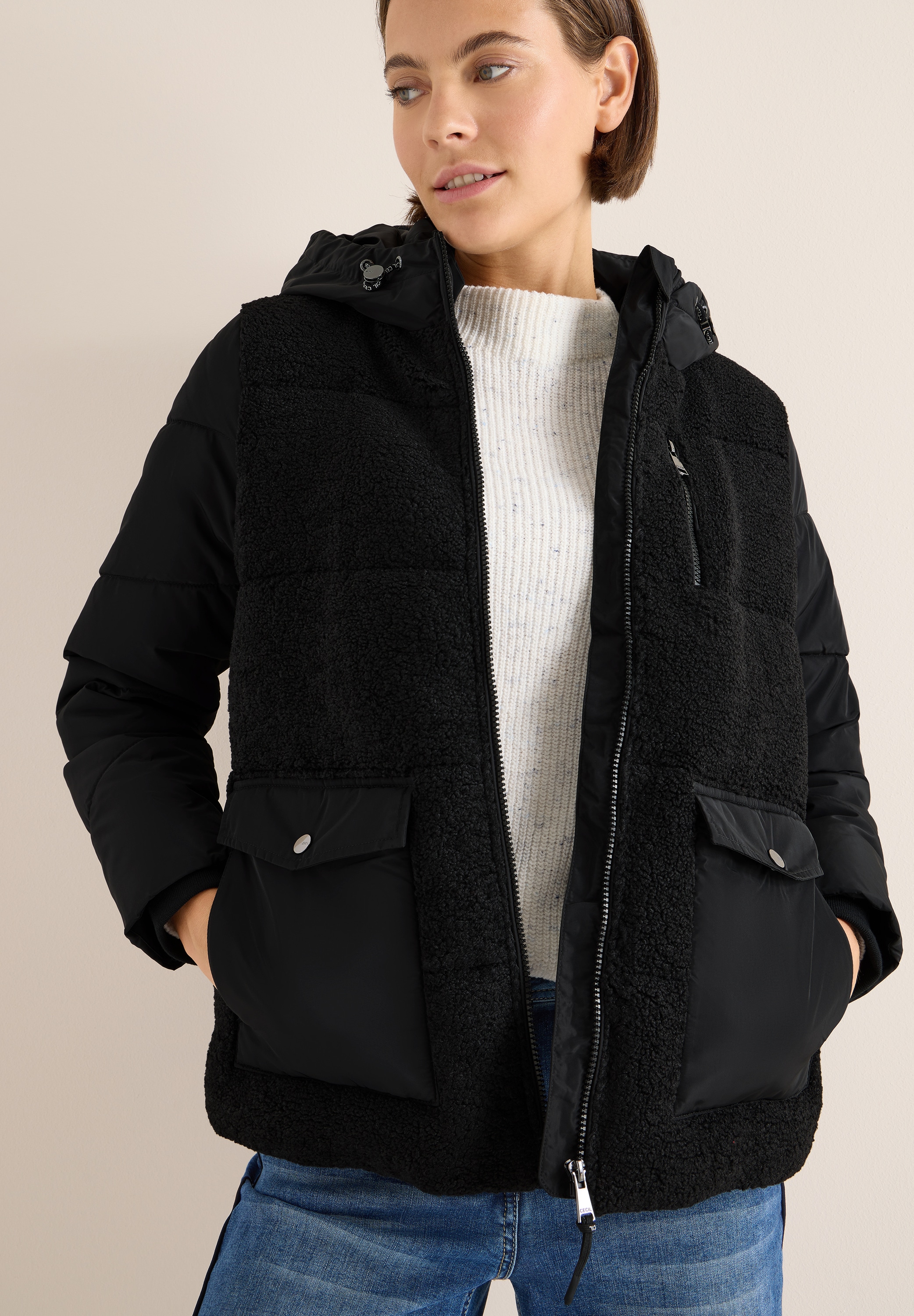 Cecil Fellimitatjacke mit Kapuze mit Kapuze