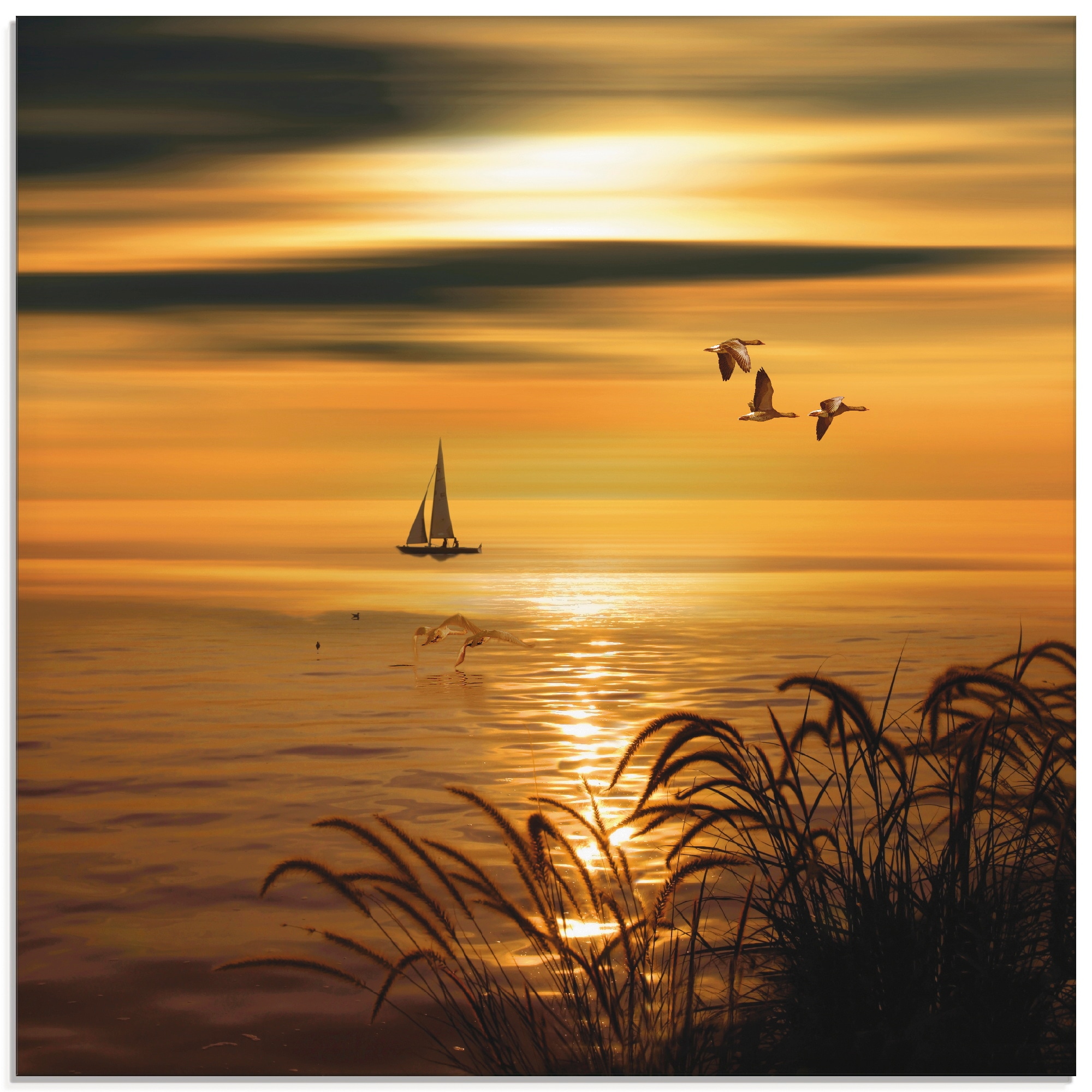 Artland Glasbild "Goldene See Impressionen", Gewässer, (1 St.), in verschie günstig online kaufen