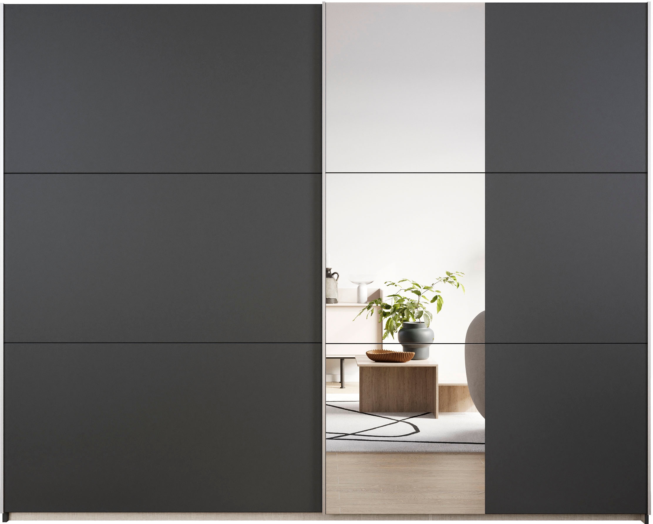 rauch Schwebetürenschrank »Kleiderschrank Drehtürenschrank Schrank Garderobe KRONACH TOPSELLER«, mit Spiegel und viel Stauraum, Metallgriffleisten, MADE IN GERMANY