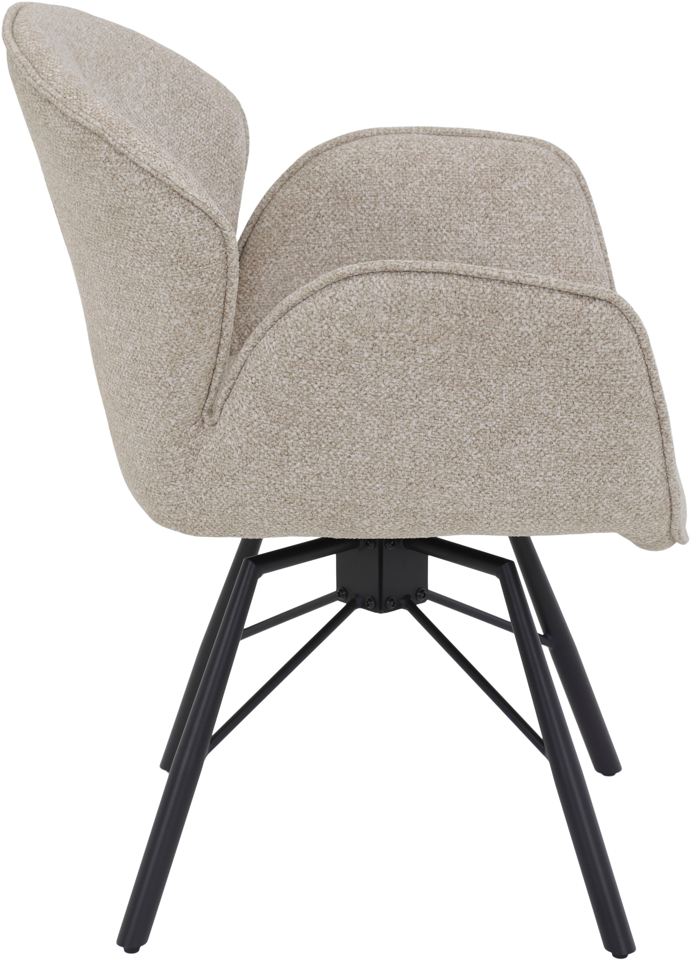 HELA 4-Fußstuhl »BRISTOL, Armlehnen Stuhl, Sessel, Esszimmerstuhl«, (Set), 2 St., Microfaser-Bouclé, 360° drehbar mit Auto-Return,gepolstert,Boucléoptik,Armlehnen