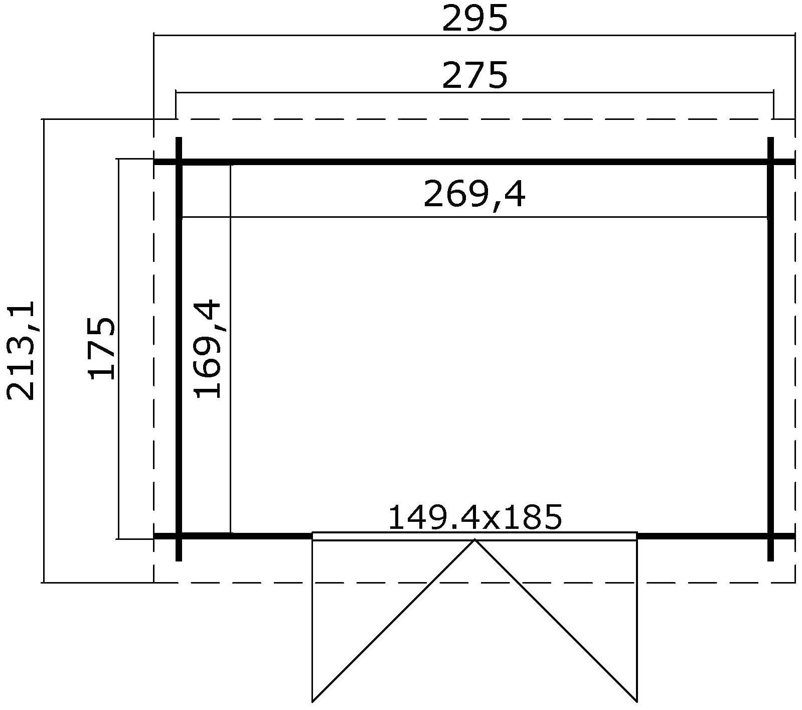 LASITA MAJA Gartenhaus »San Jose 175«, Blochbohlenhaus 28mm, Fundamentmass 2750x1750, Schwedenrot