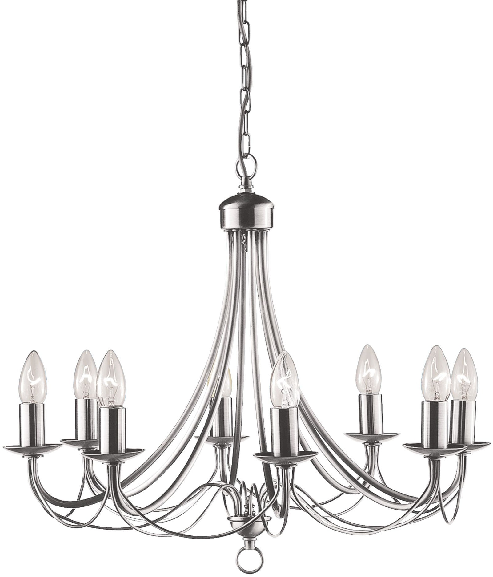 SEARCHLIGHT Kronleuchter "Maypole 8Lt Pendant", silber (satin, silber), 8, Ø 60cm H: 50cm, 1 Stk., Leuchten, Kronleuchter