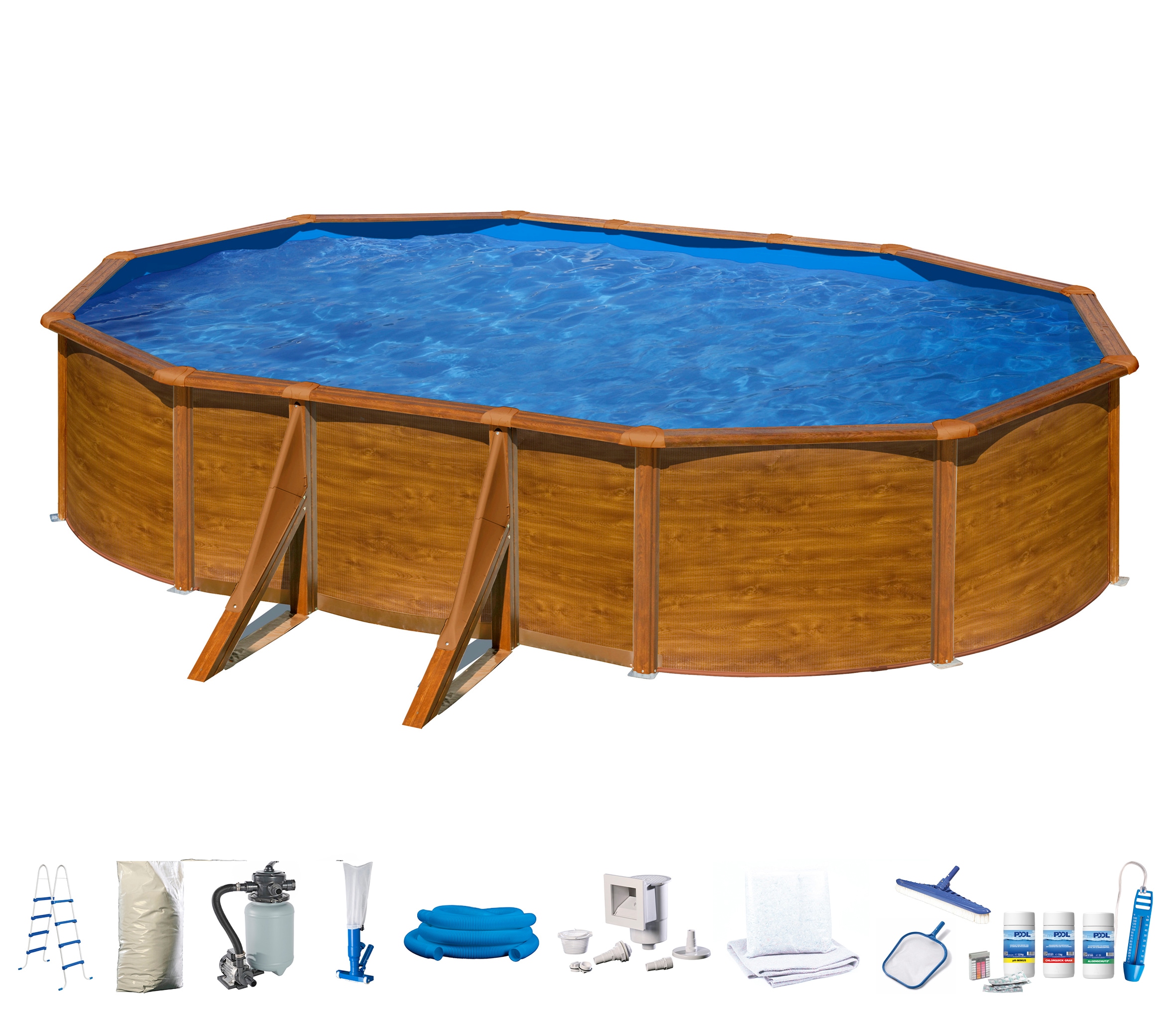 my POOL BWT Ovalpool, (Komplett-Set, 10 tlg.), in moderner Holzoptik, Höhe 120 cm, verschiedene Größen