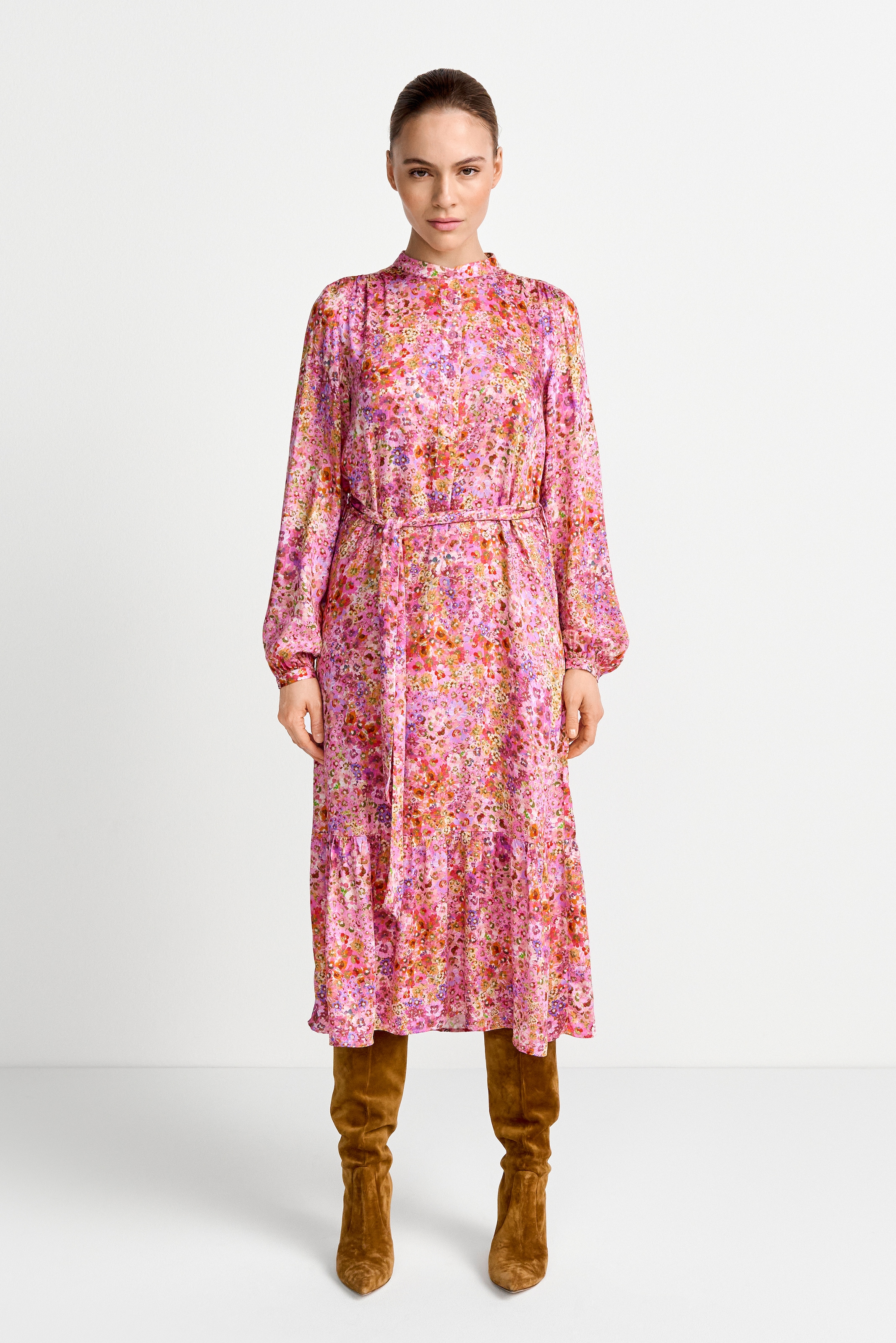 RICHROYAL Druckkleid Blusenkleid mit breitem Bindegürtel, aus Viskose günstig online kaufen