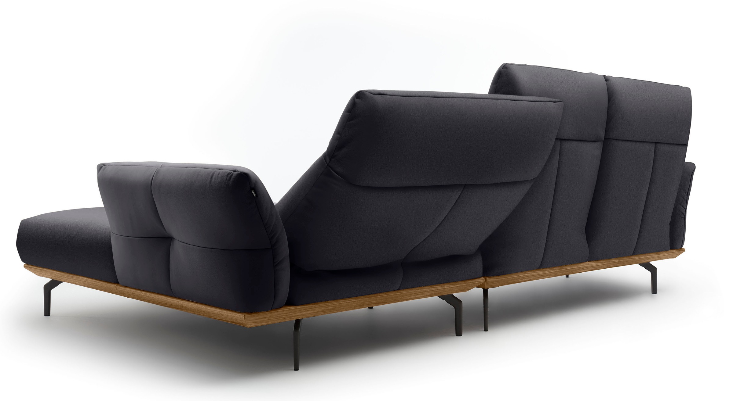 Creation BY ROLF BENZ Ecksofa »CR.460«, Sockel in Nussbaum, Winkelfüße in Umbragrau, Breite 298 cm