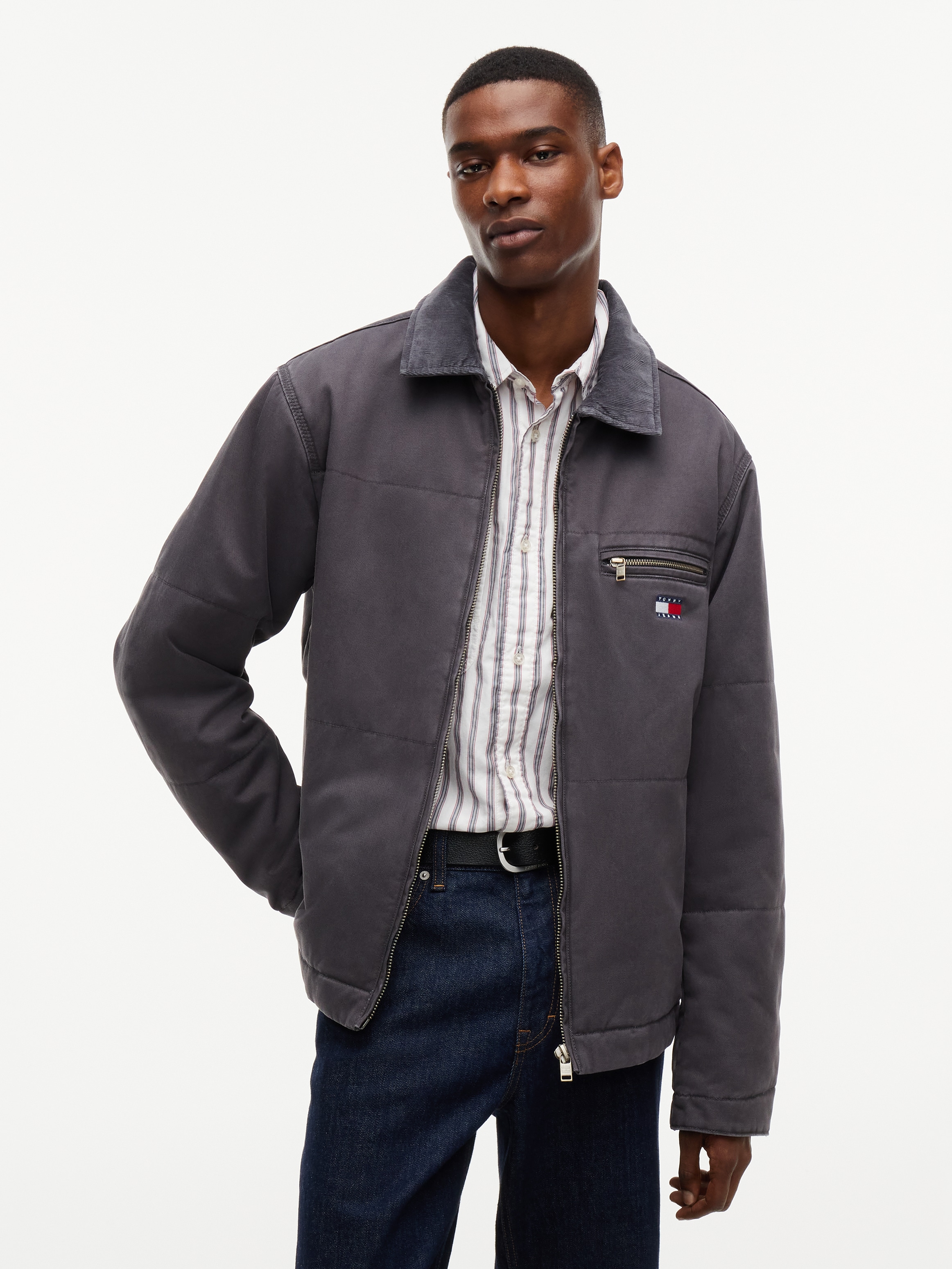 Tommy Jeans Anorak "QUILTED COTTON JACKET" ohne Kapuze Regular fit mit Reißverschlusstaschen