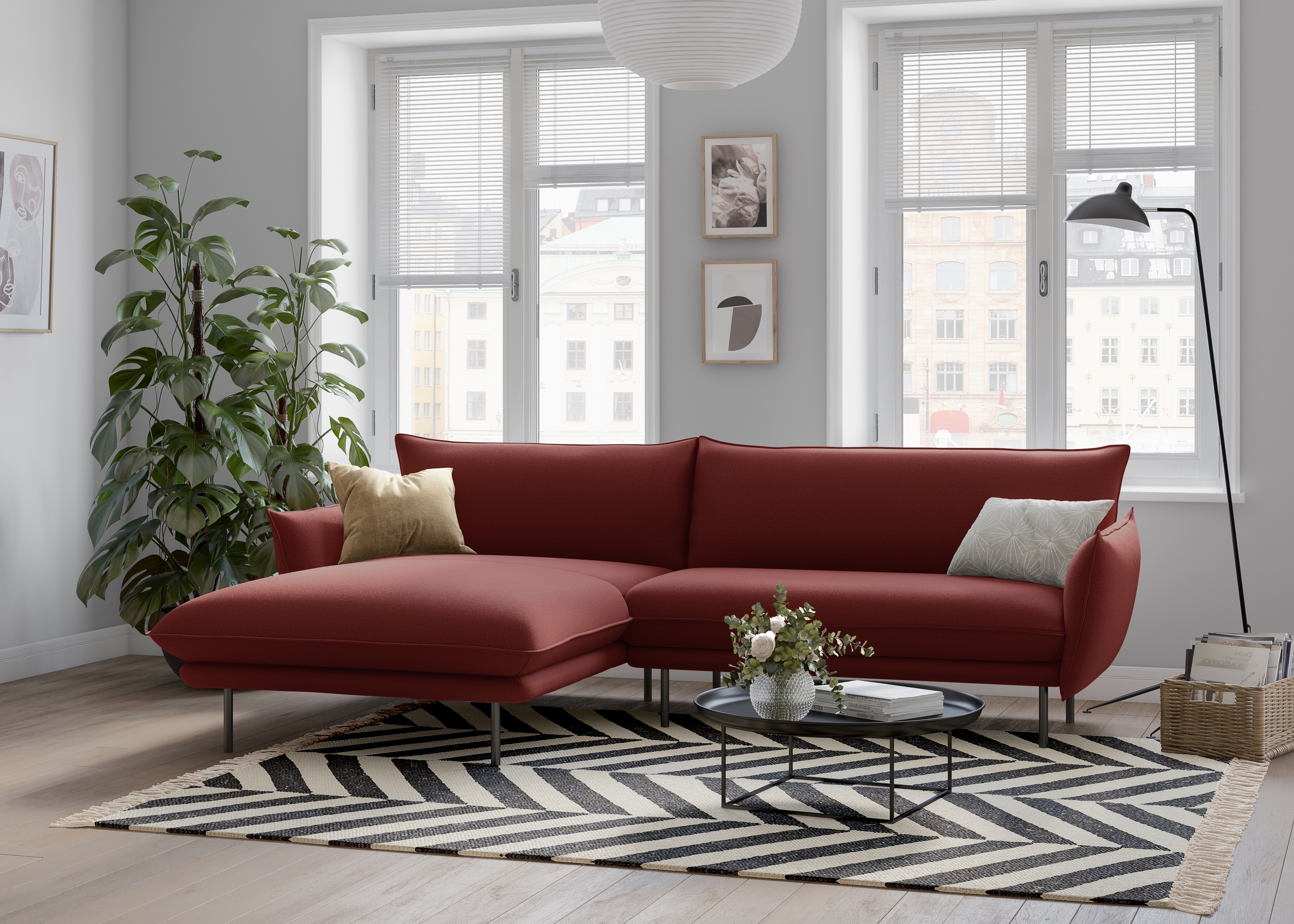 OTTO home Ecksofa "Stine L-Form" Besonderes Design durch Kissenoptik und Keder
