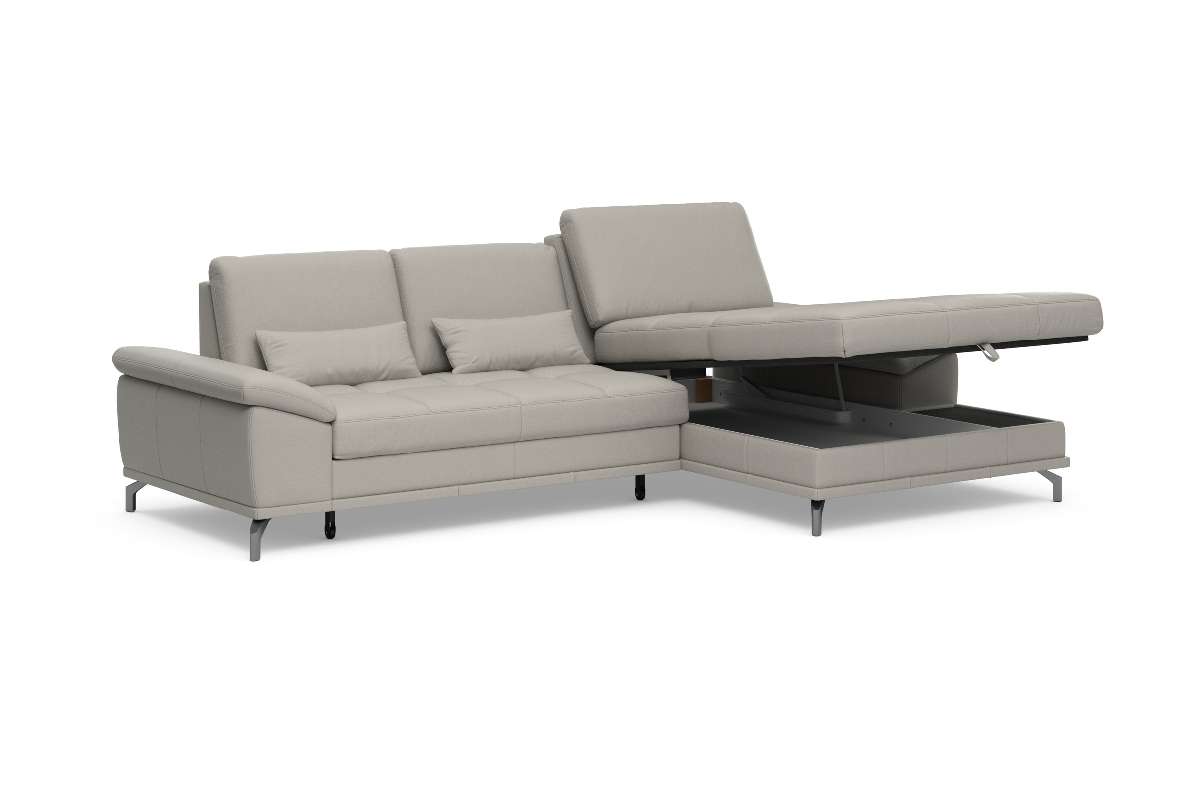 Places of Style Ecksofa Costello, mit Sitztiefenverstellung und Armlehnfunktion, incl. 3 Nierenkissen