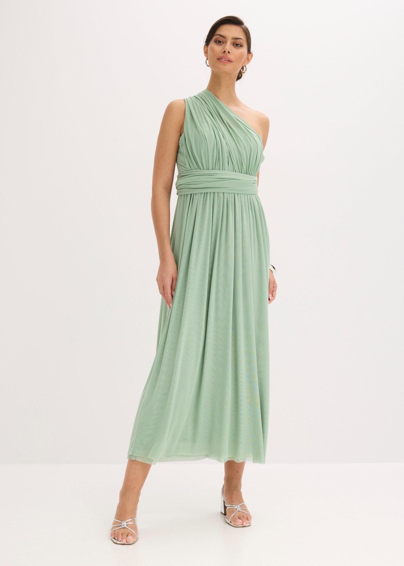bonprix Maxikleid Maxi-Länge, ohne Ärmel, Regular Fit, aus Mesh-Obermaterial