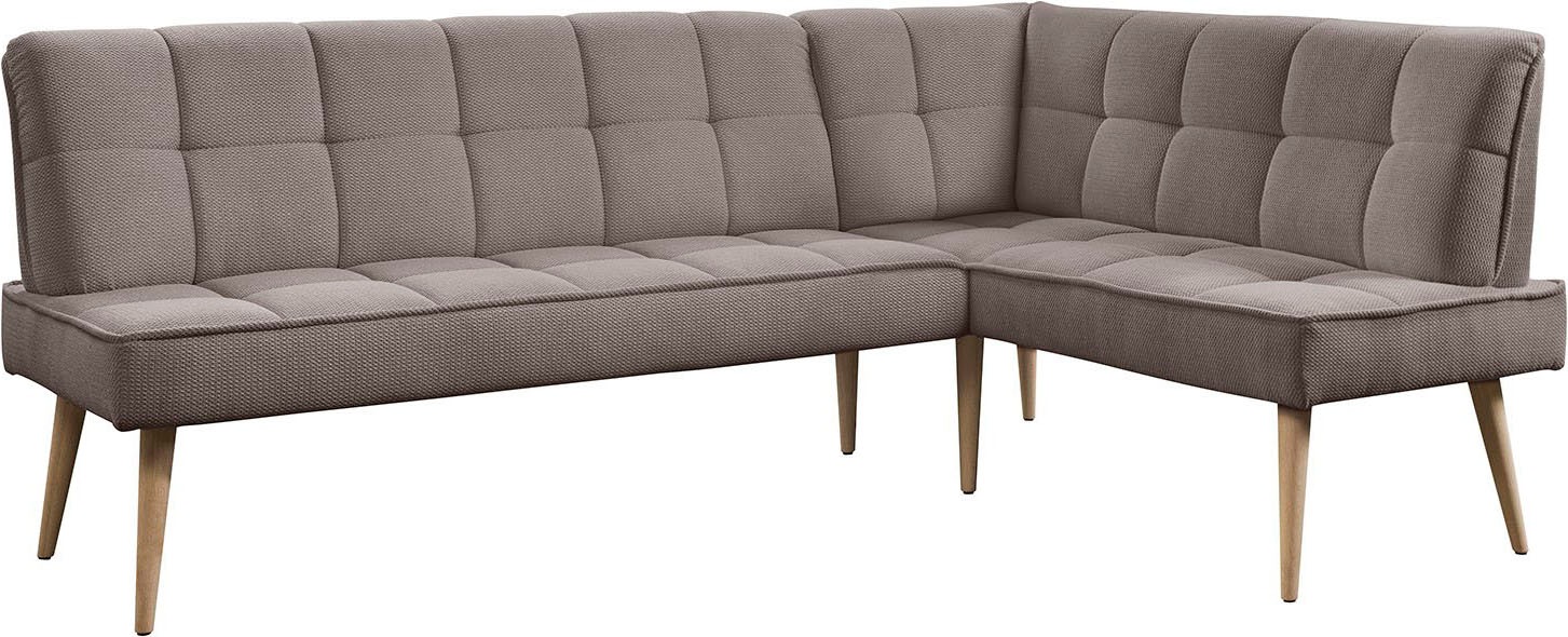 Eckbank EXXPO - SOFA FASHION "Latte", latte, B:234cm H:95cm T:156cm, 94% PES, 6% NY, Sitzbänke, Eckbank, moderne Sitz- und Rückensteppung, bequem und elegant, hoher Holzfuß 2