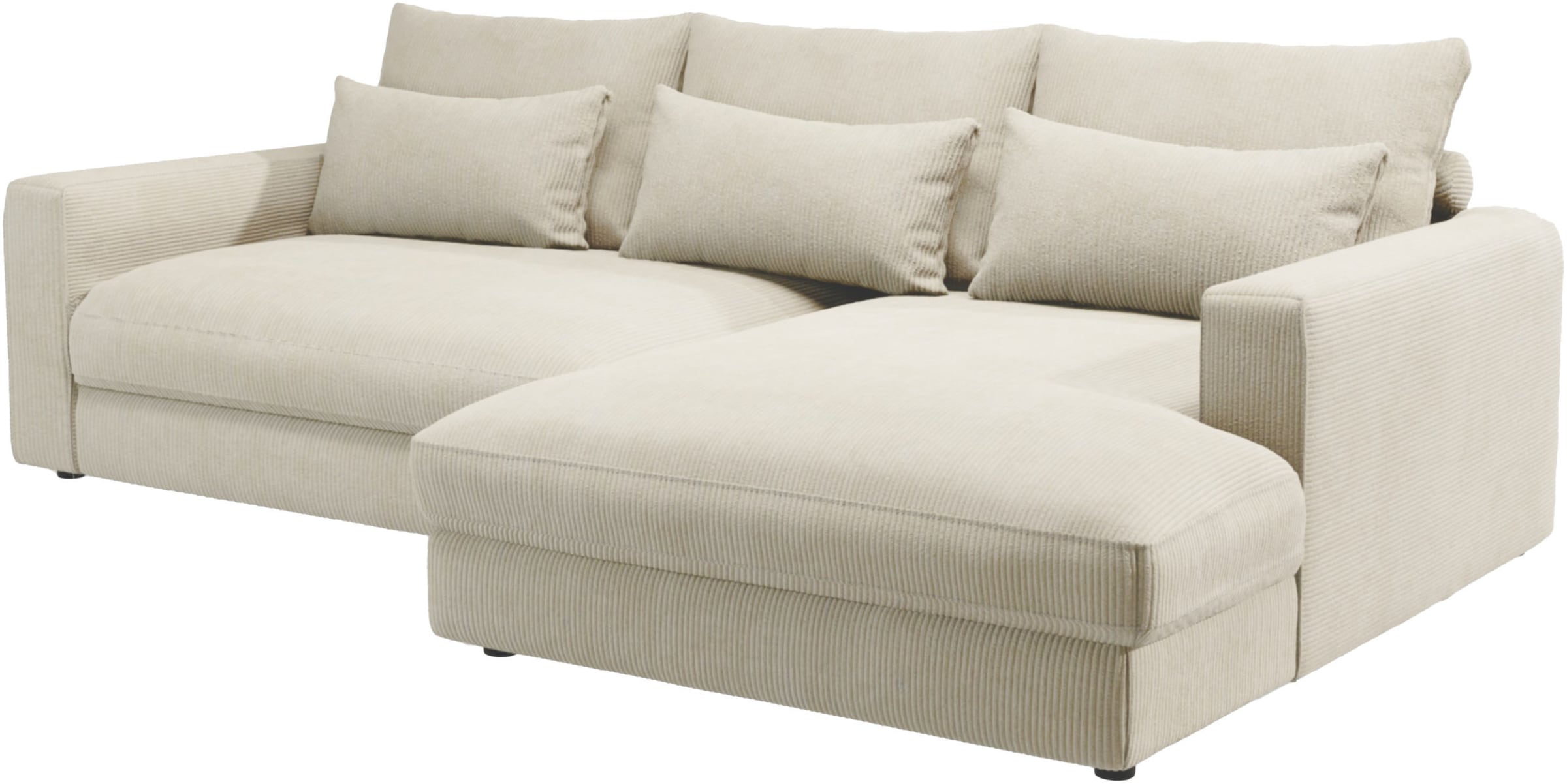 Home affaire Ecksofa »Darwin, viele Kissen, extra tiefe Sitzfläche, 271/89/171 (B(H/T)«, gemütlich und weich, L-Form, mit extra softem Sitzkomfort, Cord