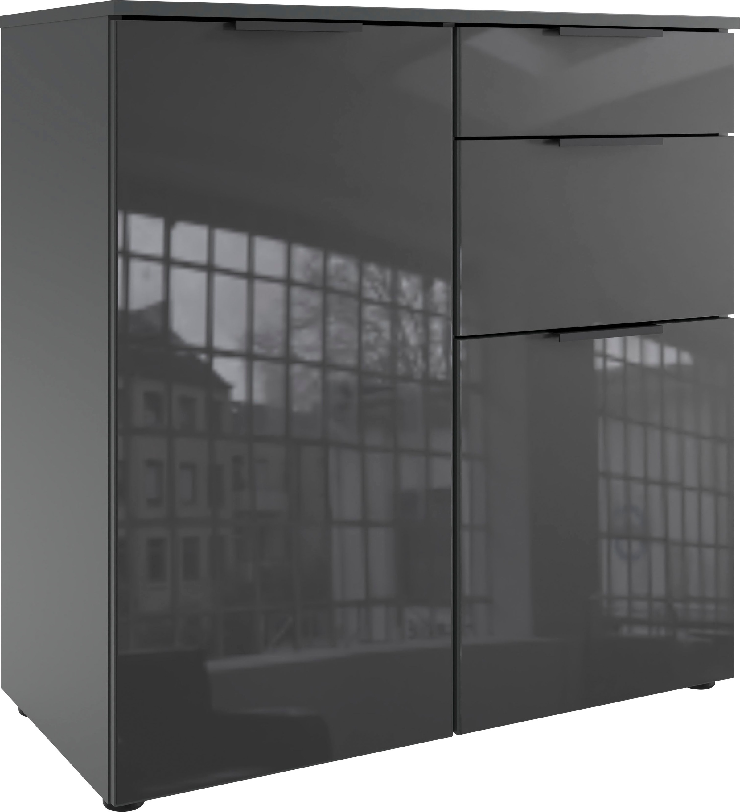 Wimex Kombikommode "Level36 black C by fresh to go", mit Glaselementen auf der Front, soft-close Funktion, 81cm breit