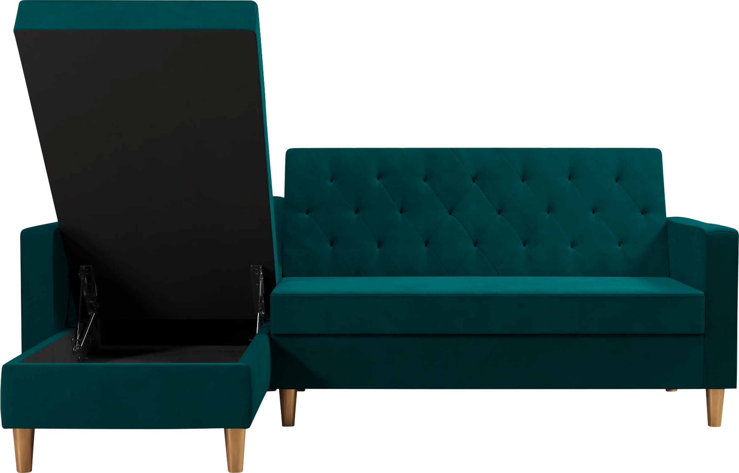 Cosmo Living Ecksofa »Liberty«, mit Schlafffunktion, Recamiere mit Stauraum beidseitig montierbar