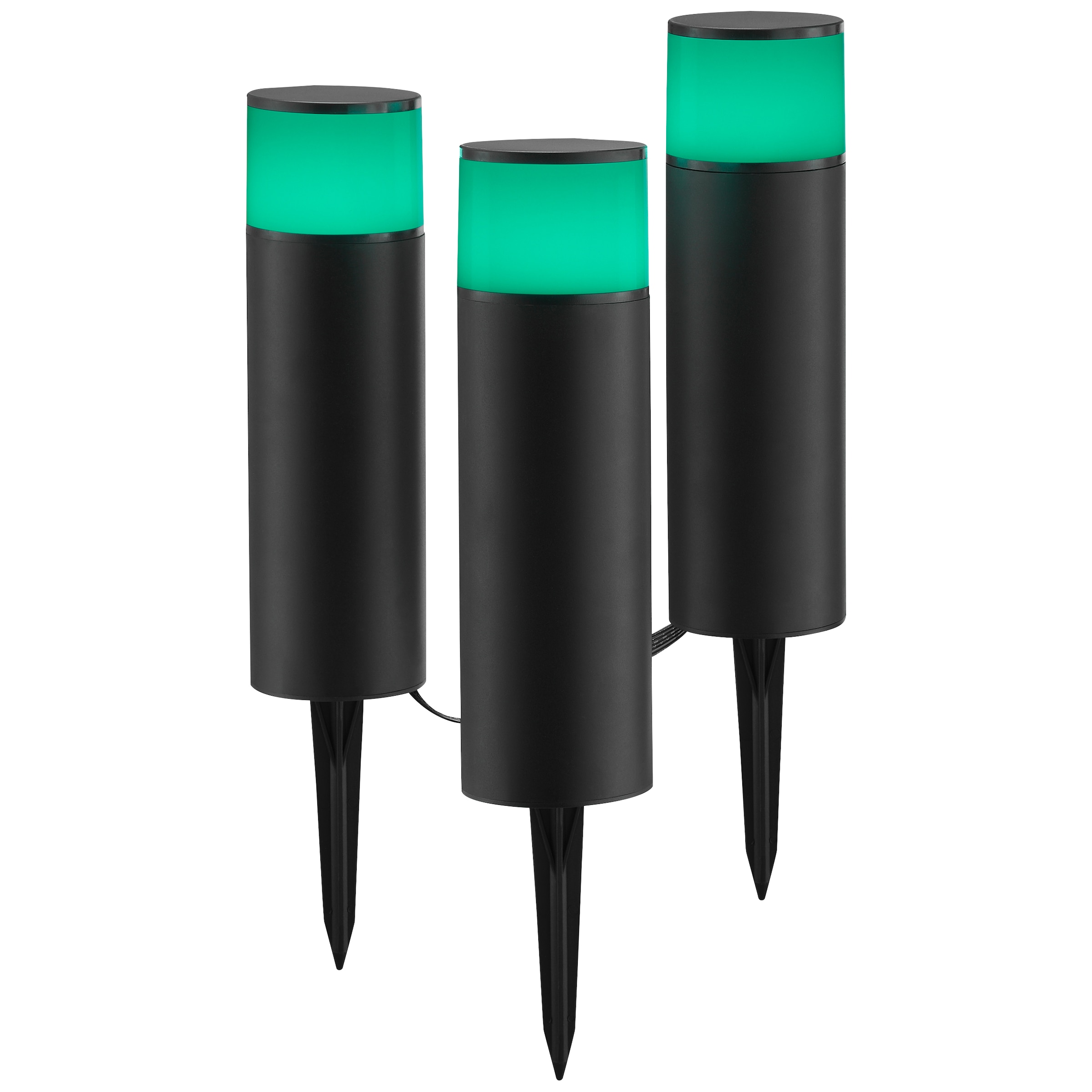Brilliant LED Gartenleuchte »Dody« LED-Modul 3 Stk. warmweiß - kaltweiß LED Gartenspieß 3er Set, dimmbar, RGB, CCT, IP44, App steuerbar