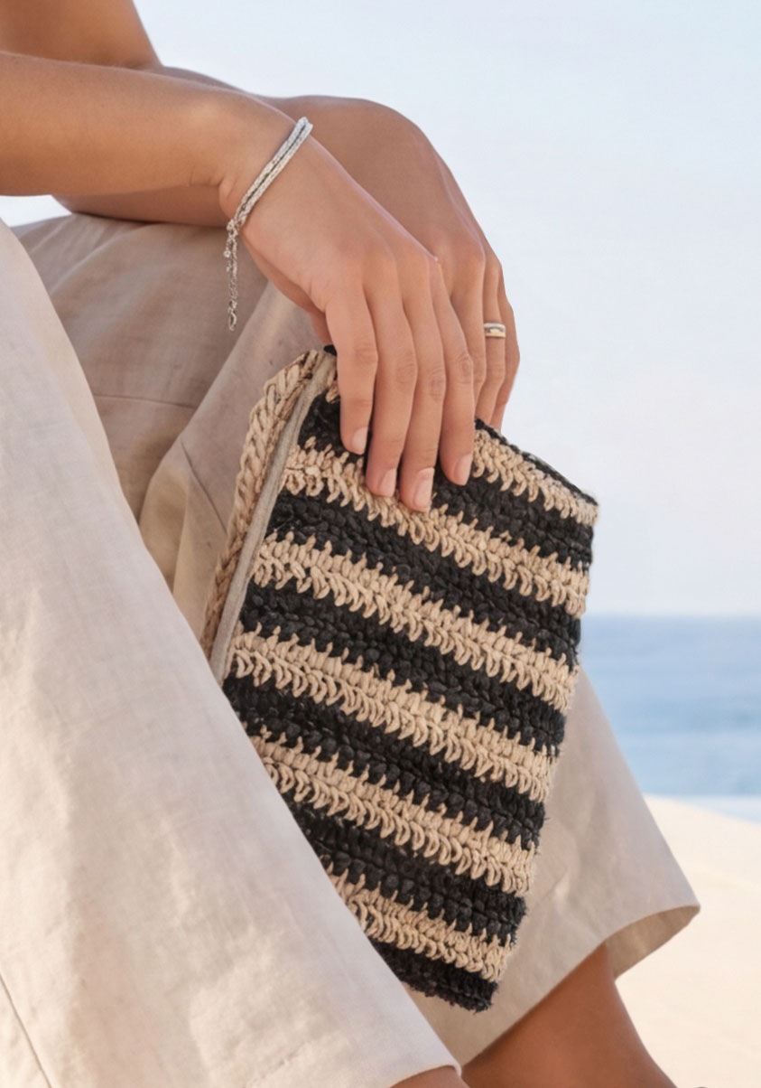 Vivance Clutch Abendtasche, Minibag, Handtasche, Strandtasche, Strohtasche