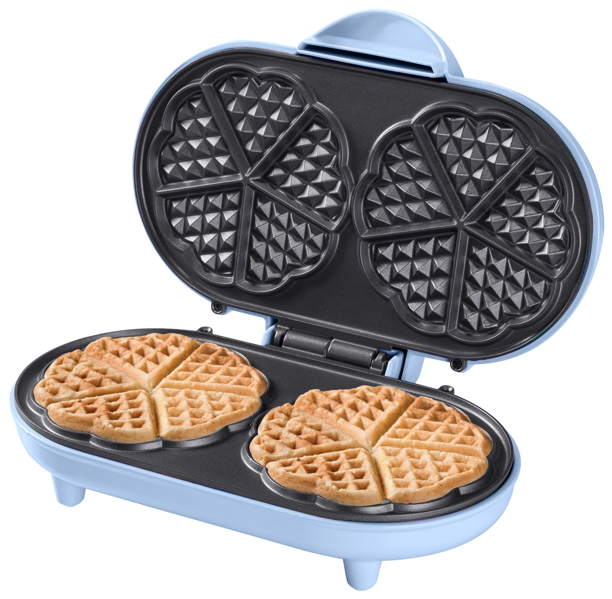 bestron Waffeleisen »ADWM1000B«, 1200 W, für klassische Herzwaffeln, mit Backampel, Blau