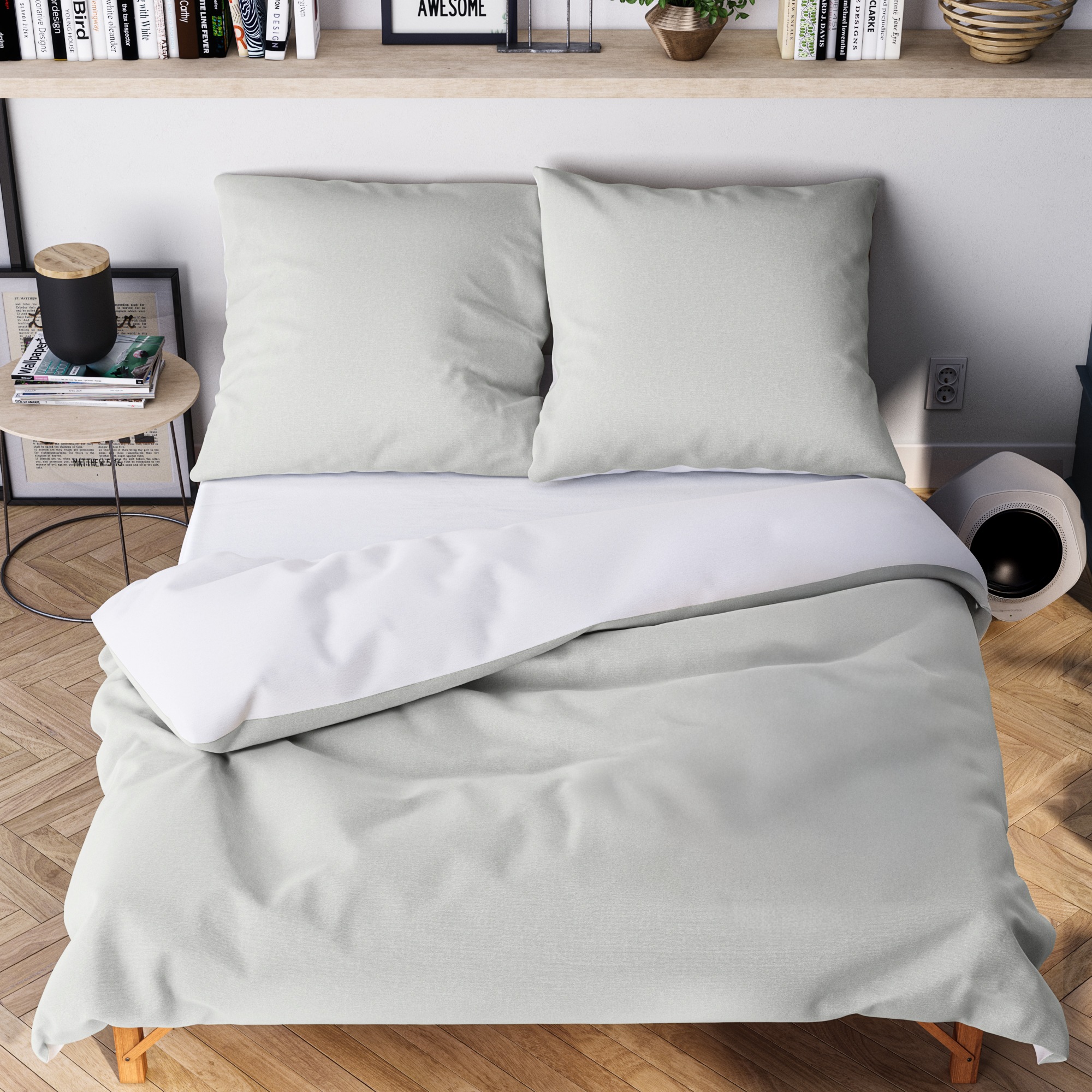 Bettwäsche WOLKENFELDhellgrau, weiß, Microfaser, Obermaterial: 100% Polyester, Bettwäsche, "Wolkenfeld Bettwäsche Allergiker Bettwäsche, unfassbar