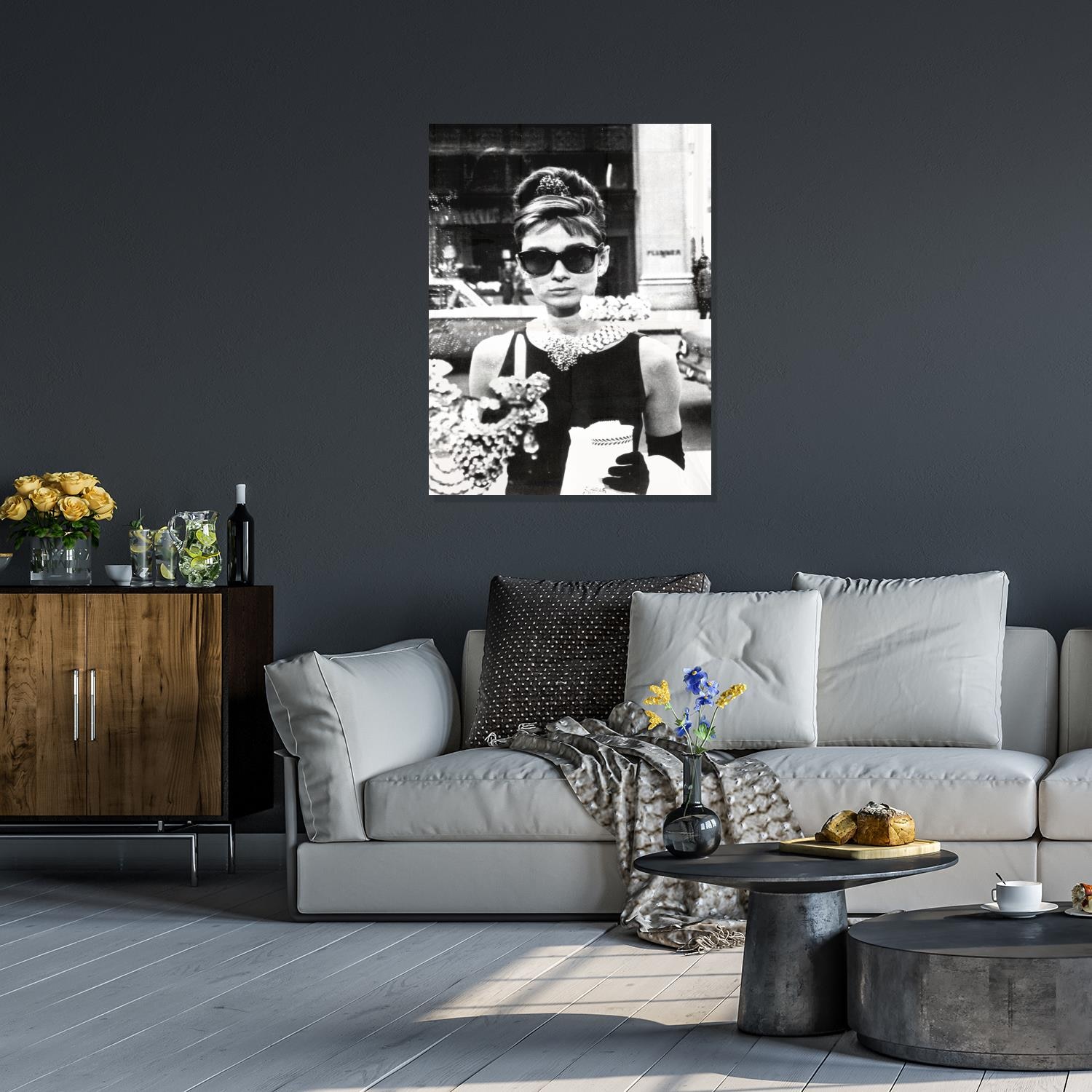 queence Acrylglasbild "Audrey Hepburn", Schwarz-Weiß-Stars-Frau-Portrait-Fo günstig online kaufen