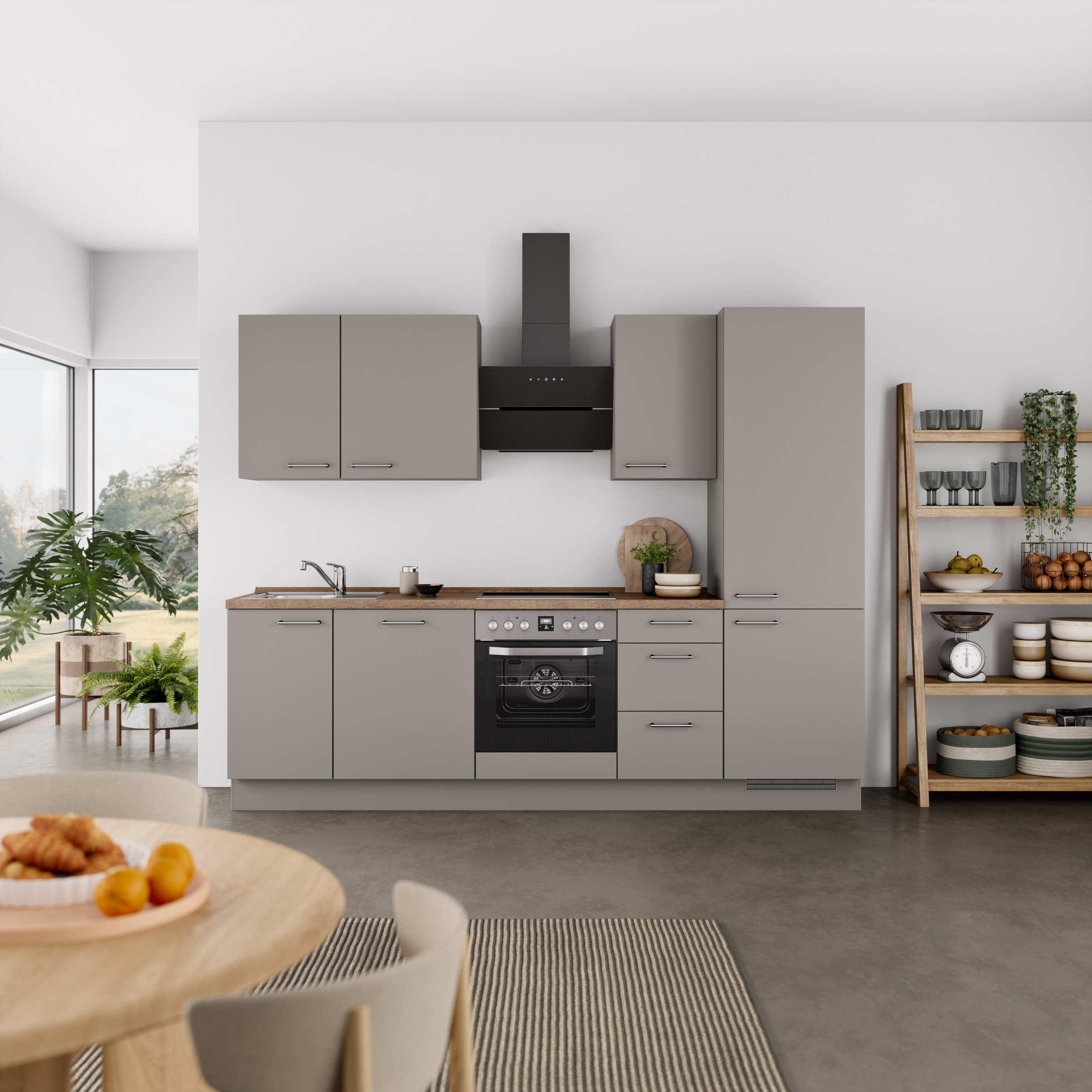 nobilia® Küchenzeile »"Laser II", Ausrichtung wählbar, Breite 270 cm«, vormontiert, wahlw. mit unterschiedlichen E-Geräten-Sets