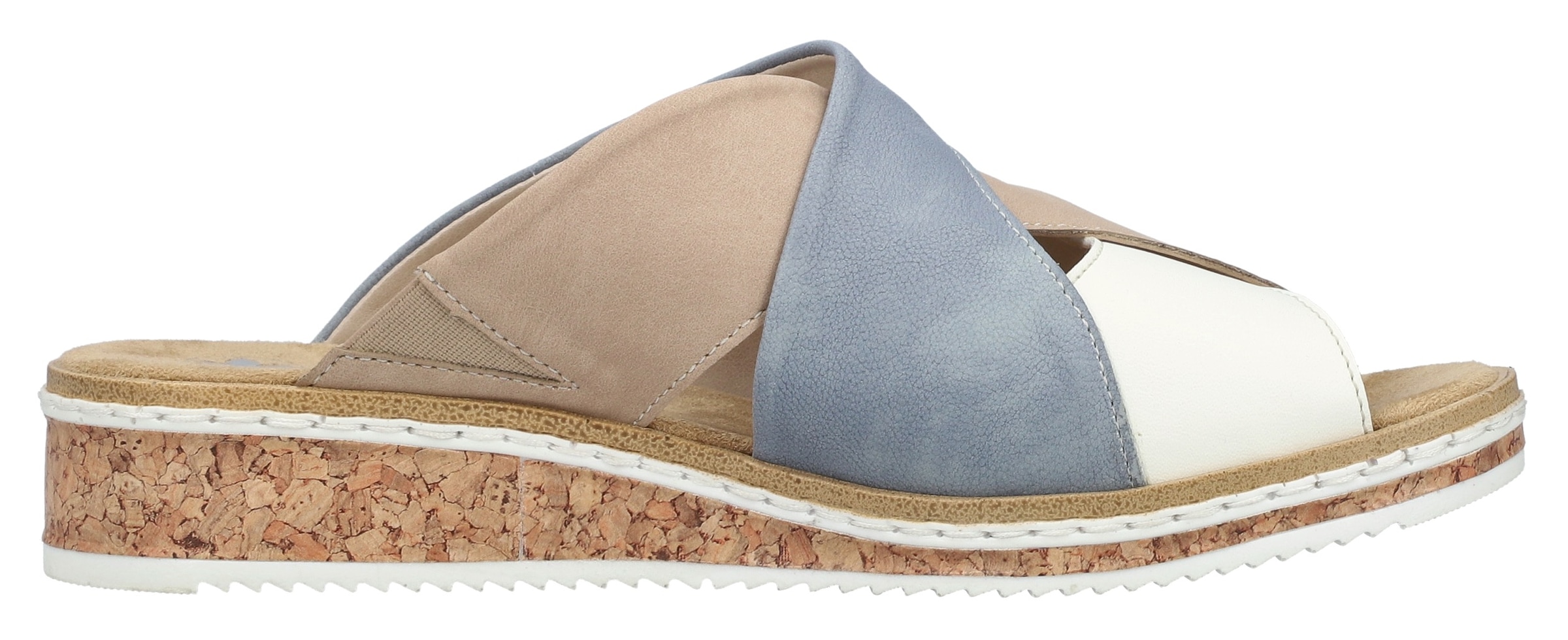 Rieker Pantolette, Sommerschuh, Hausschuh, Strandschuh, Urlaubschuh mit Stretcheinsatz