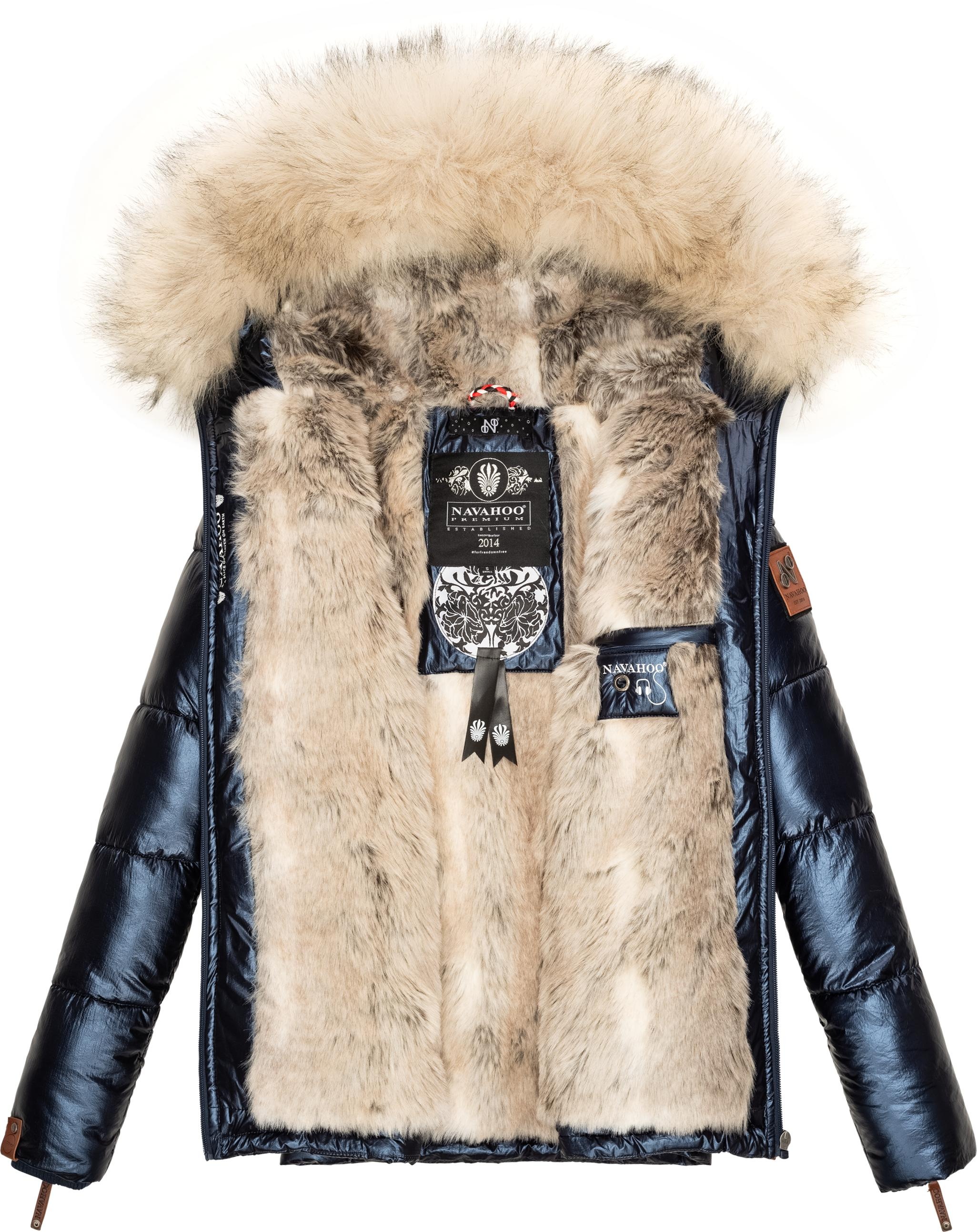 Navahoo Winterjacke »Tikunaa«, mit Kapuze, warm gefütterte Damen Steppjacke mit Kunstfellkapuze