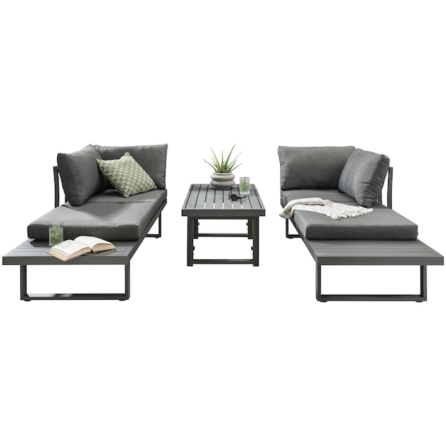 Destiny Gartenlounge-Set »SEA POINT«, (Set, 15 tlg.), Ecklounge, variabel,  Tisch verstellb. 110 x 58 x 45/68 cm | BAUR