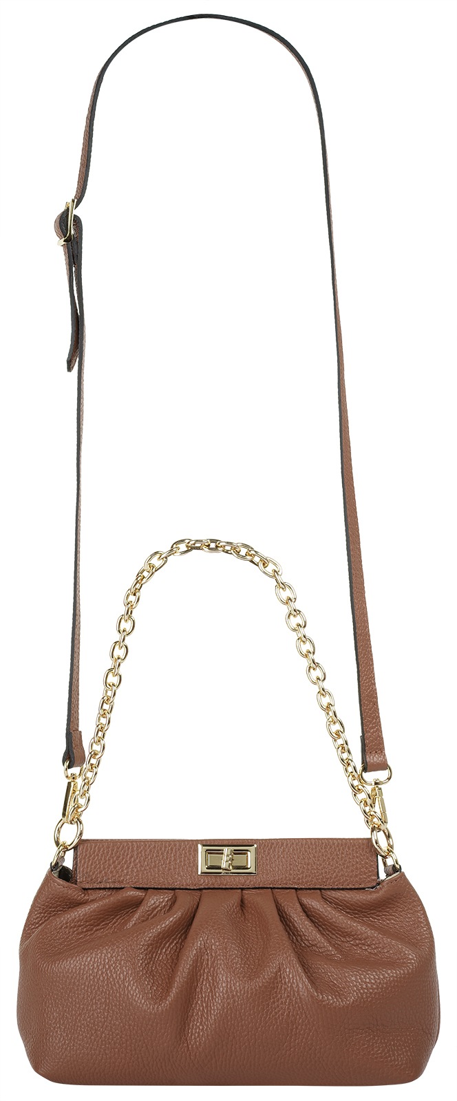 Cluty Umhängetasche, echt Leder, Made in Italy