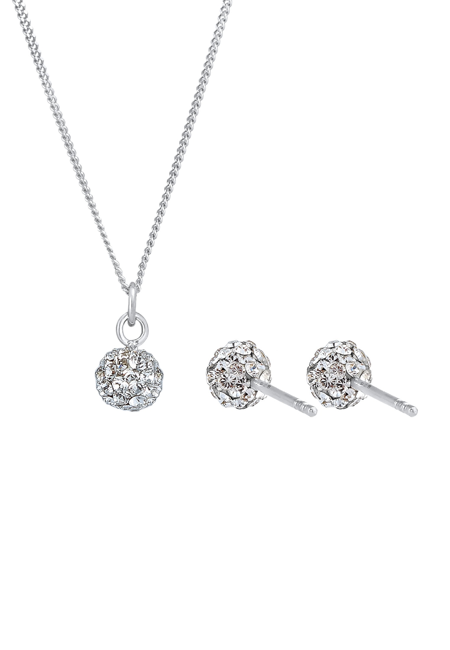 Elli Ohrring und Ketten Set »Schmuckset Kugel Elegant 925 Silber, mit Kristallen von Swarovski®« ()