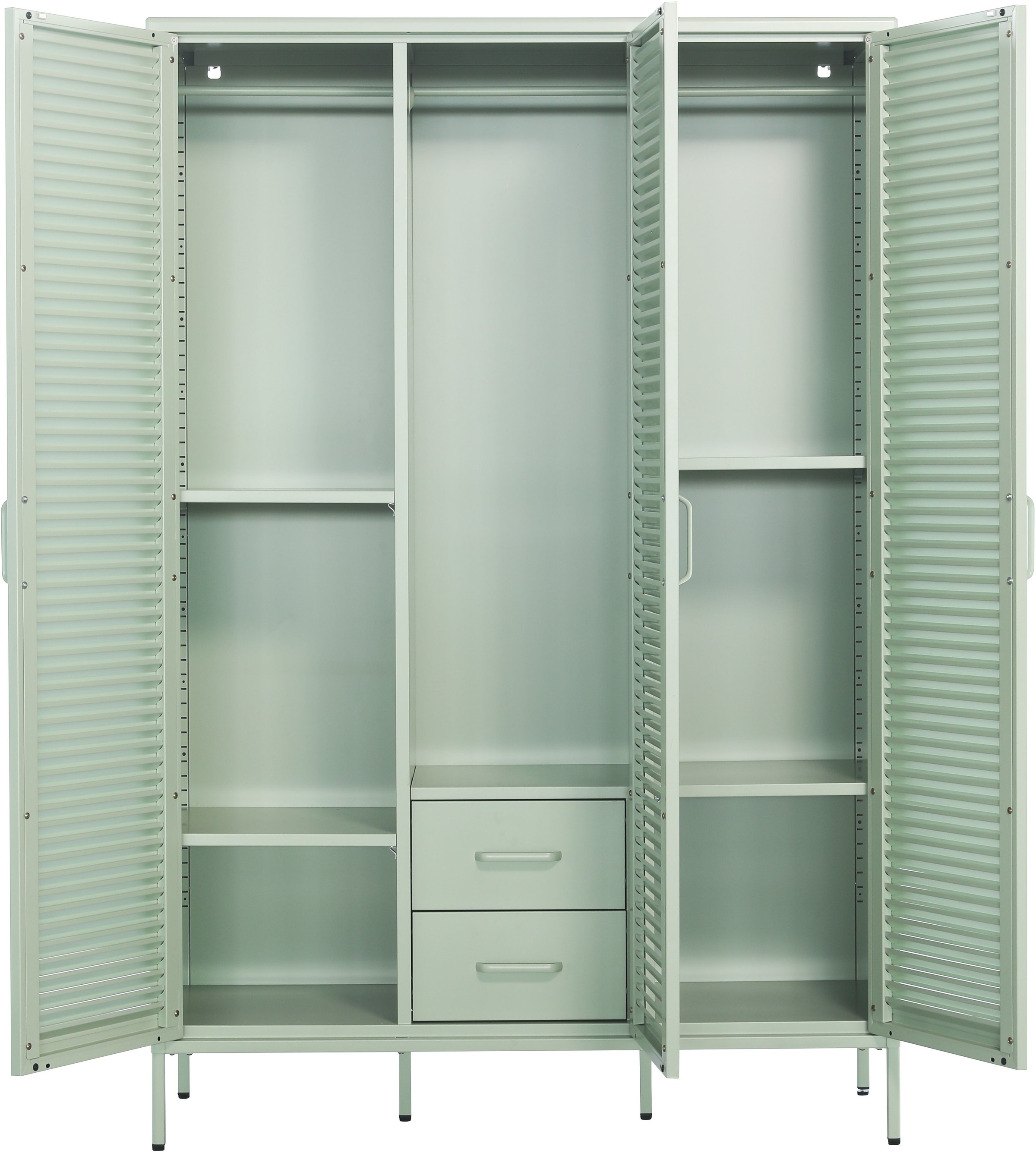 OTTO home Kleiderschrank »GERRON Kleiderschrank Metallschrank Spind« Schlafzimmerschrank mit 3 Türen , grün salbei, Breite 120cm