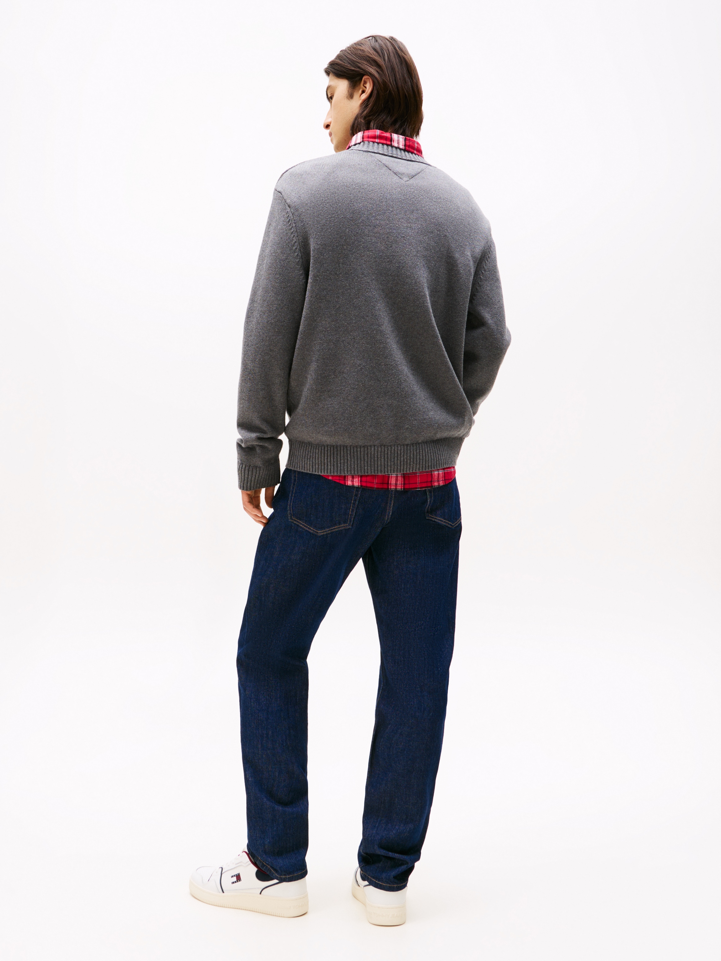 Tommy Jeans Strickpullover »TJM MELANGE FLAG SWEATER«, Regular Fit, Rundhals