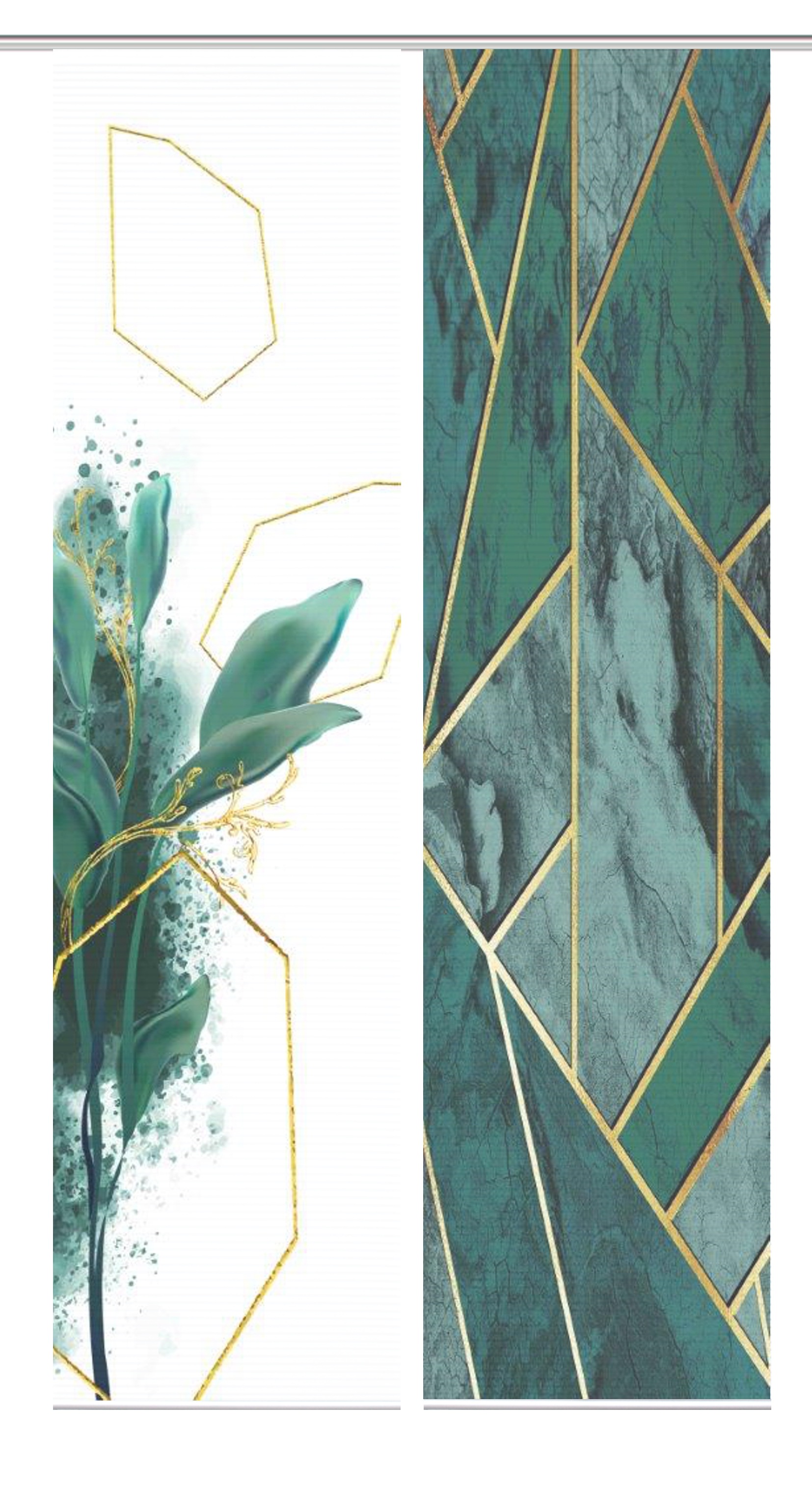Thumbnail - HOME in green Schiebegardine "SIGNUM", (2 St.), SET DIGITALDRUCK,BAMBUSOPTIK RECYCELT