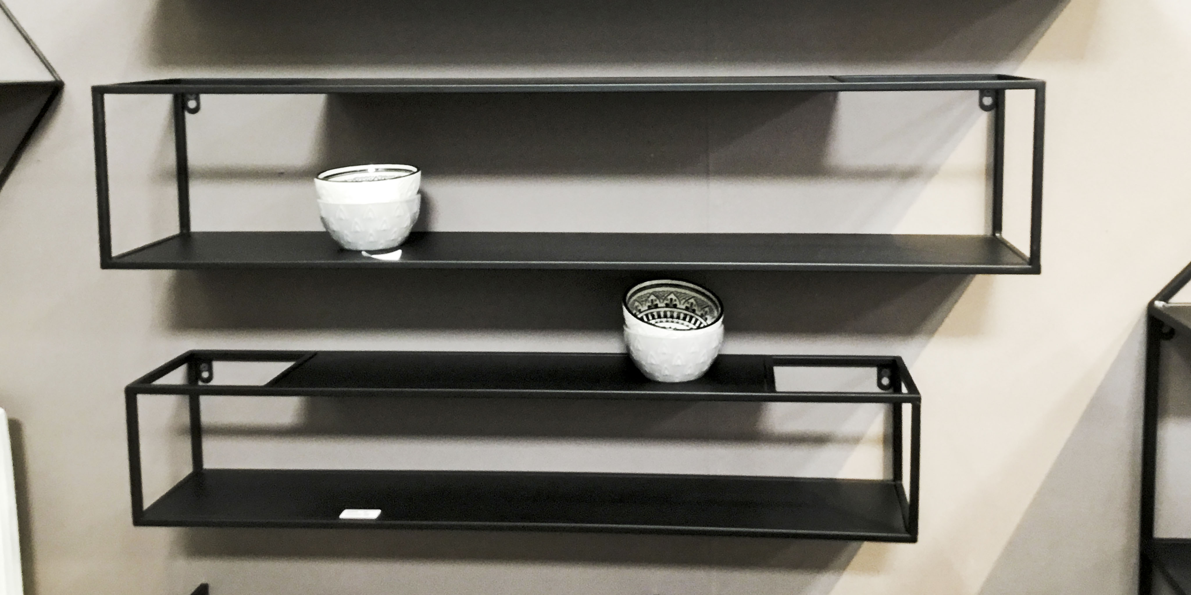 HAKU Wandregal "Hängeregal, Wandboard" Set, rechteckig - aus Metall Schwarz - B/T/H 75/14/14 und 85/17/17 cm