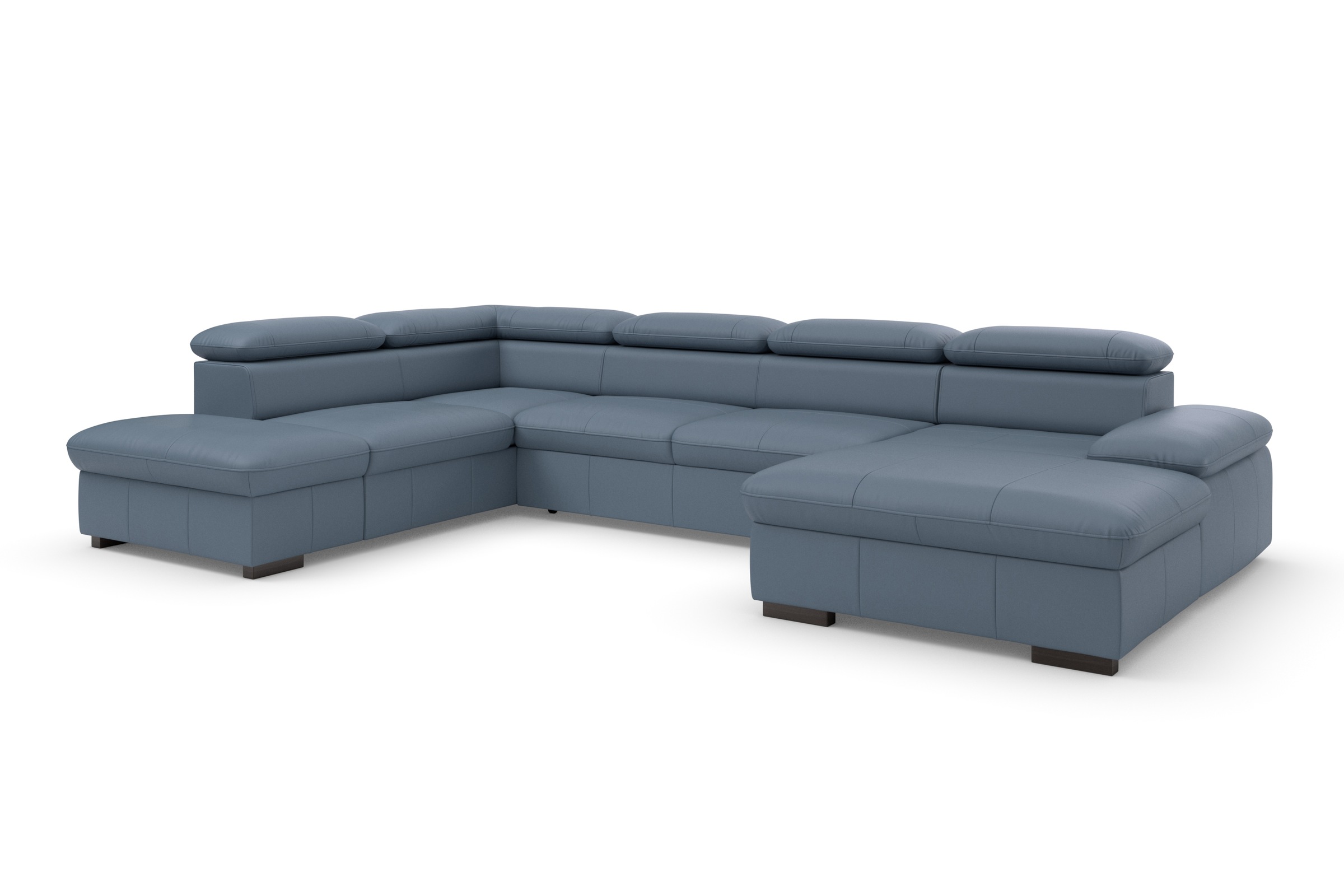 Wohnlandschaft HOME AFFAIRE "Alberto U-Form", blau (graublau), B:350cm H:73cm T:228cm, Luxus-Microfaser in Lederoptik (100% Polyester);Microfaser in Antiklederoptik (100% Polyester);Luxus-Microfaser Vintageoptik (100% Polyester);Luxus-Microfaser weich (90 8