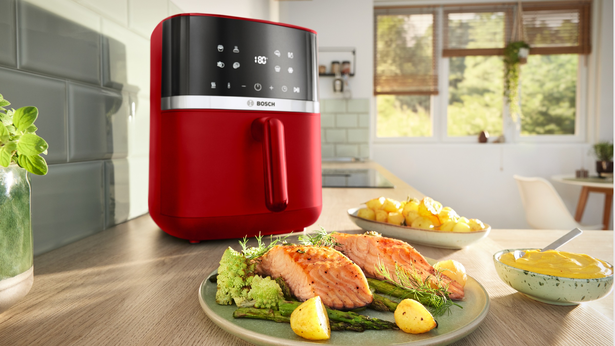 Thumbnail - BOSCH Heißluftfritteuse "Air Fryer Serie 4, MAF462B0, 6,1l, 2 Heizelemente, 7 Programme" 2050 W Auftaufunktion, Korb/Git...