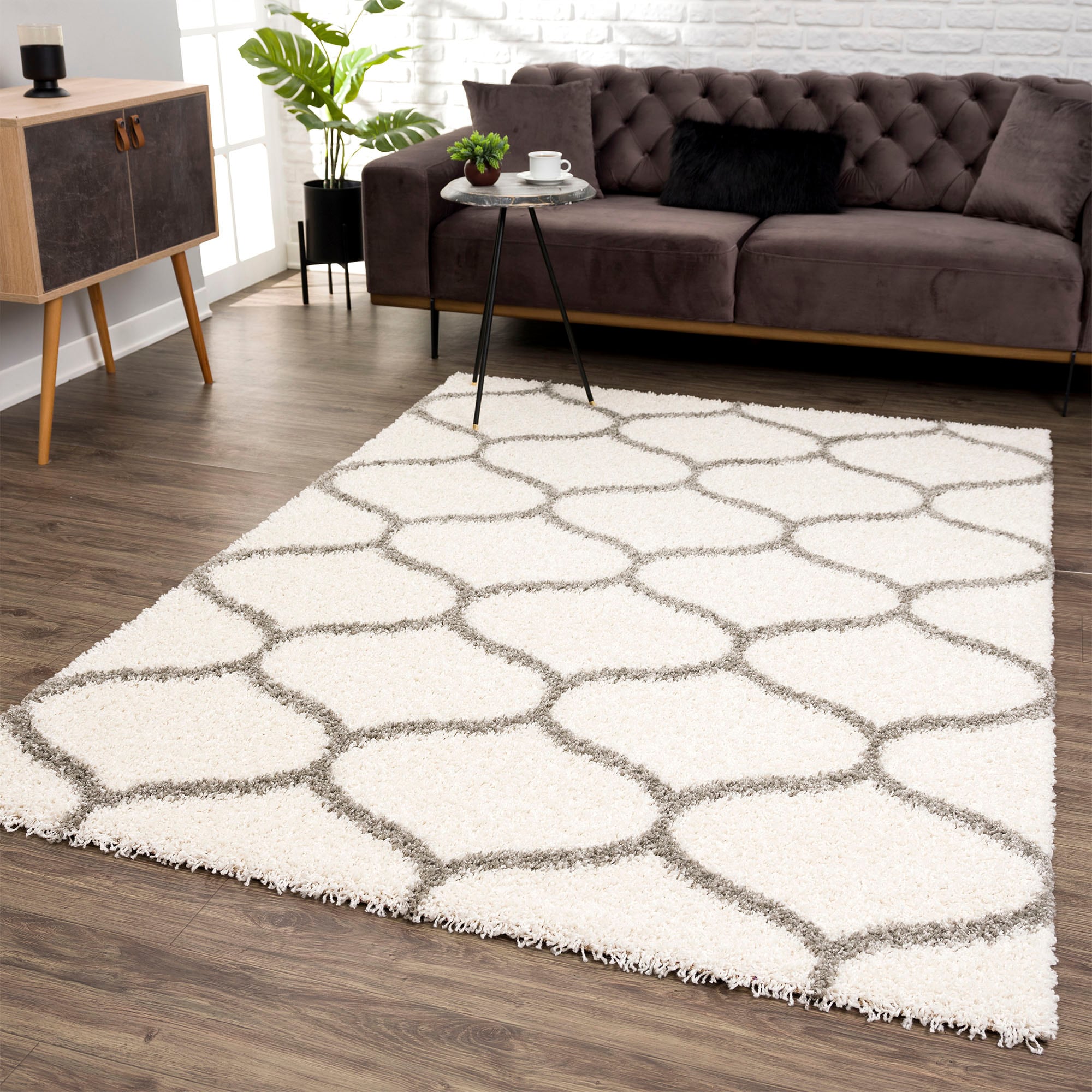 Sanat Hochflor-Teppich "Madrid, auch in Rund erhältlich" rechteckig 30 mm Höhe Wohnzimmer, Langflor, Shaggy Teppich