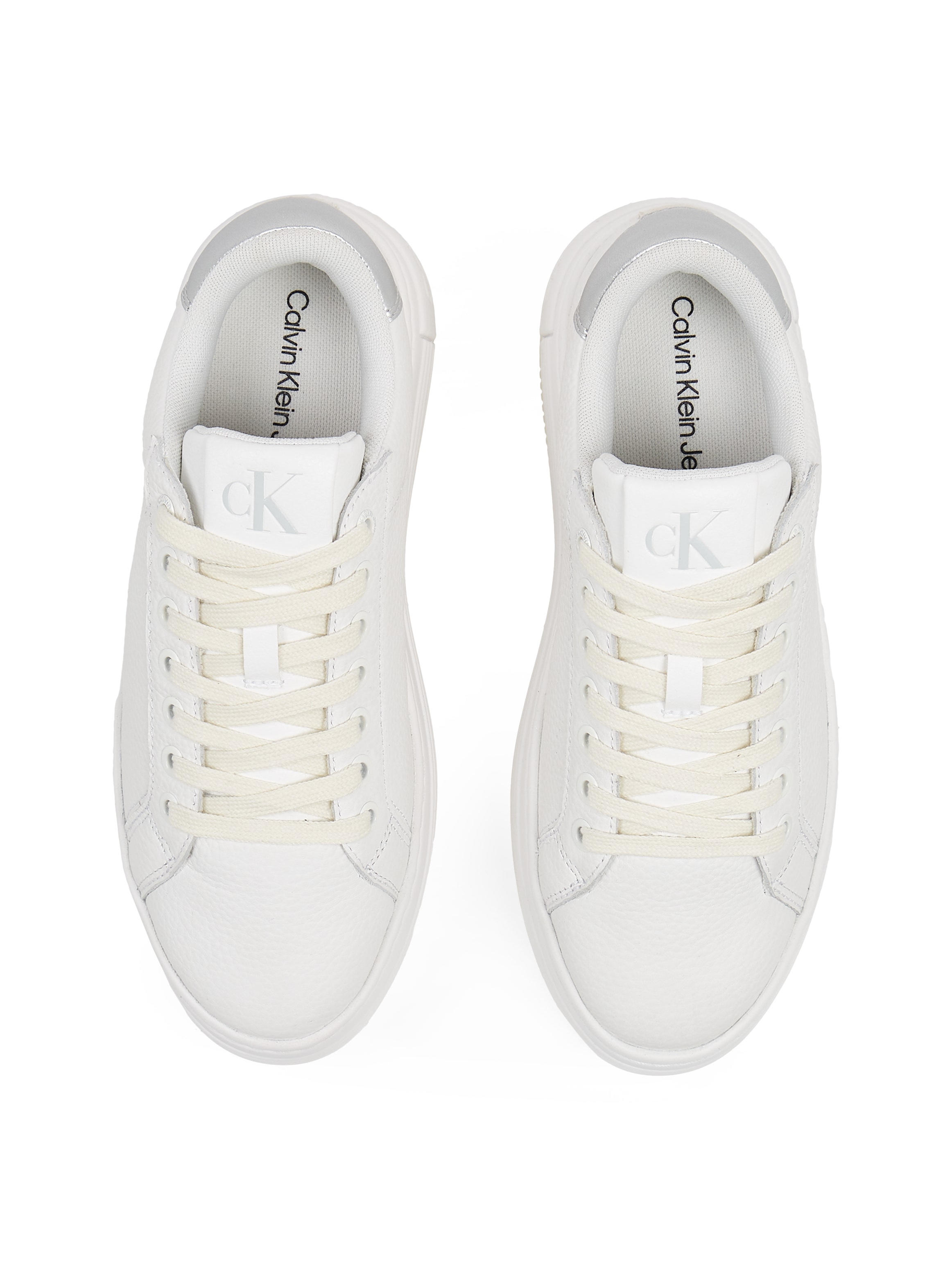 Calvin Klein Jeans Plateausneaker »BOLD FLATF LOW MIX OHB«, Schnürschuh, Halbschuh, Freizeitschuh mit Fersen-Kontrast