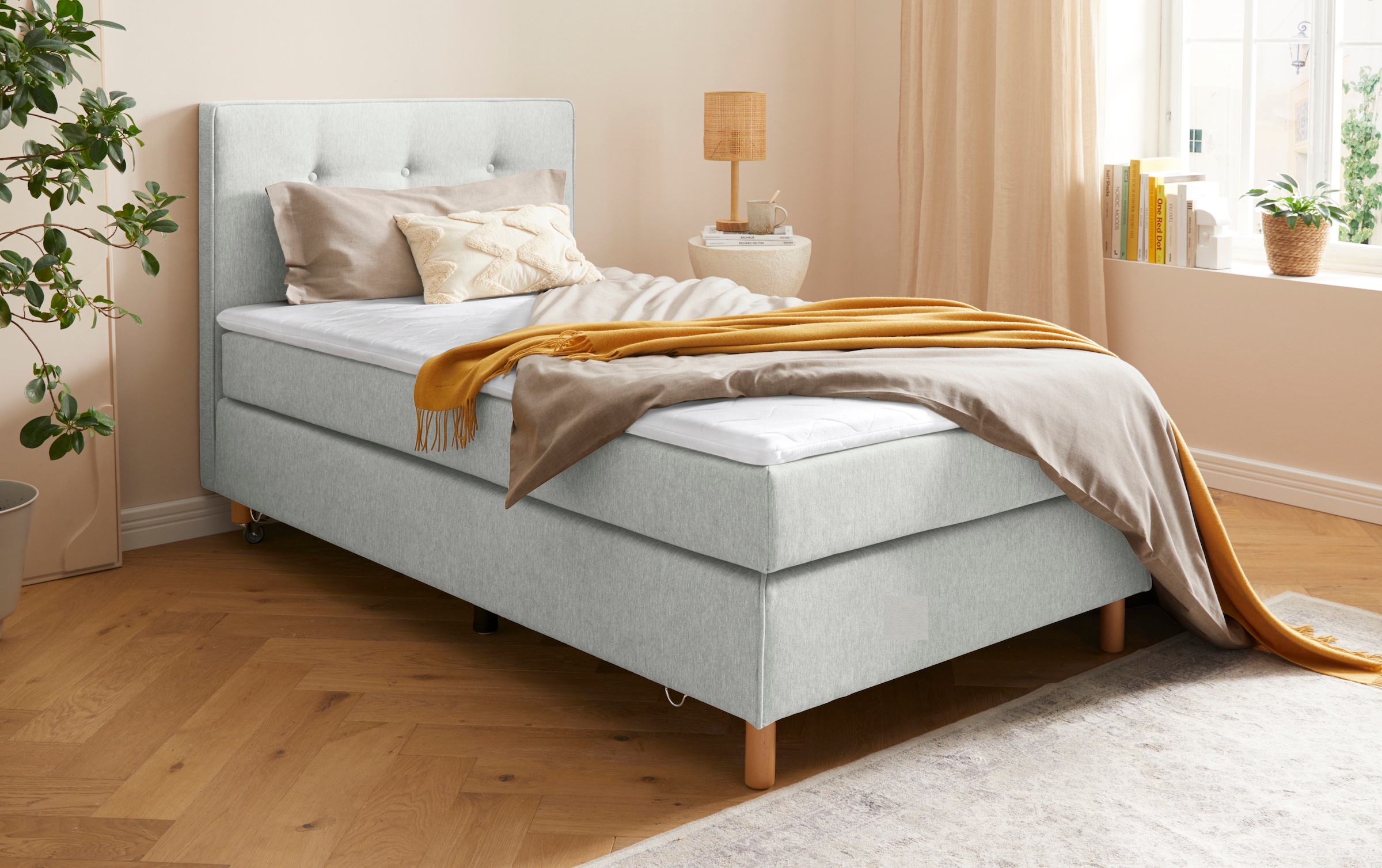 Home affaire Boxspringbett »Heimatblick 100x200cm beliebig erweiterbar zu Doppel- und Familienbett«, Einzelbett, Hotelbett erhältlich in H2,H3 & H4
