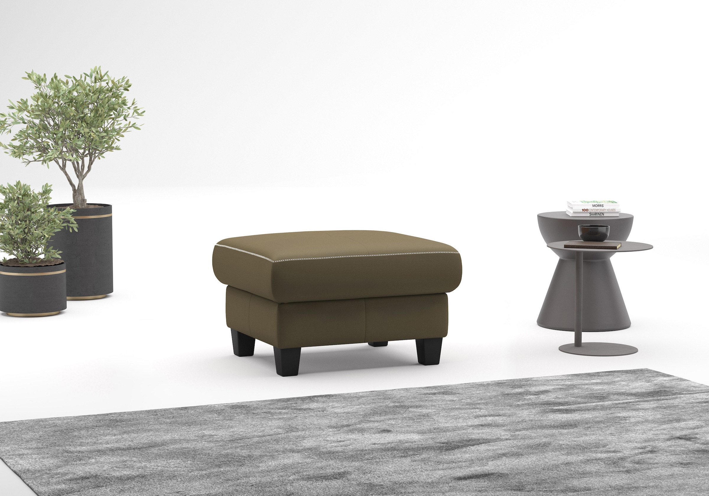 Home affaire Polsterhocker "Varese" Kreuznaht in beige günstig online kaufen