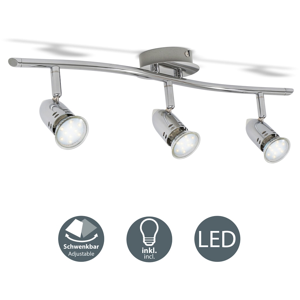Wohnen Lampen & Leuchten B.K.Licht LED Deckenleuchte, GU10, Warmweiß, LED Design Deckenlampe Spot-Strahler GU10 modern chrom ink