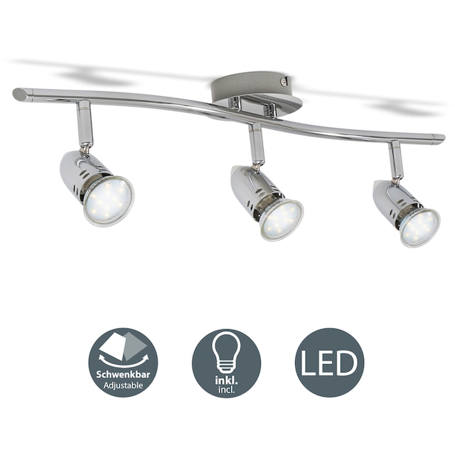 LED Deckenlampe 3W Spot-Strahler GU10 BAUR | chrom 250lm inkl. Deckenleuchte, modern flammig-flammig, B.K.Licht LED 3 Design