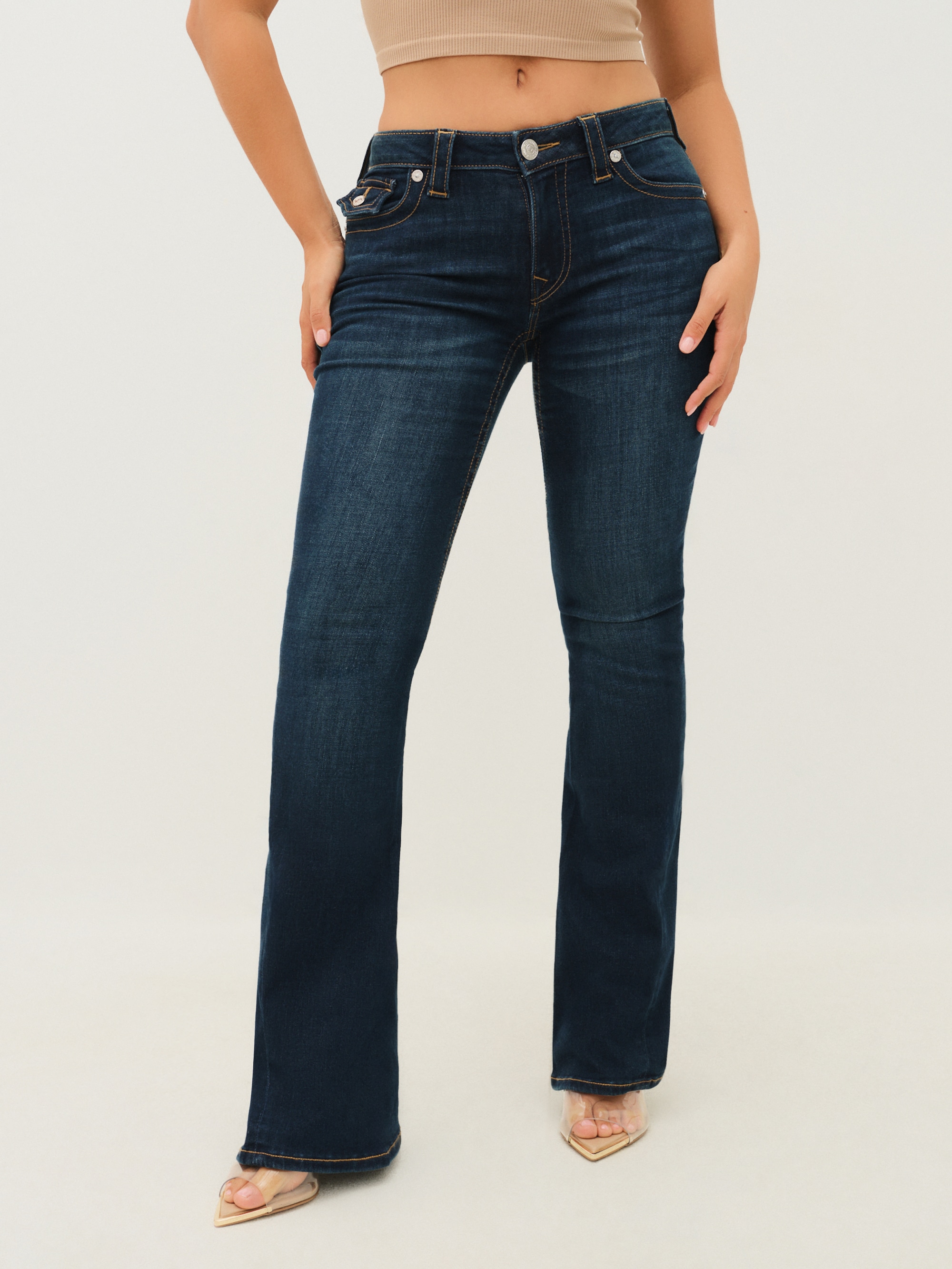 True Religion "JOEY MID RISE FLARE FLAP" Baumwollmischung, Flared fit
