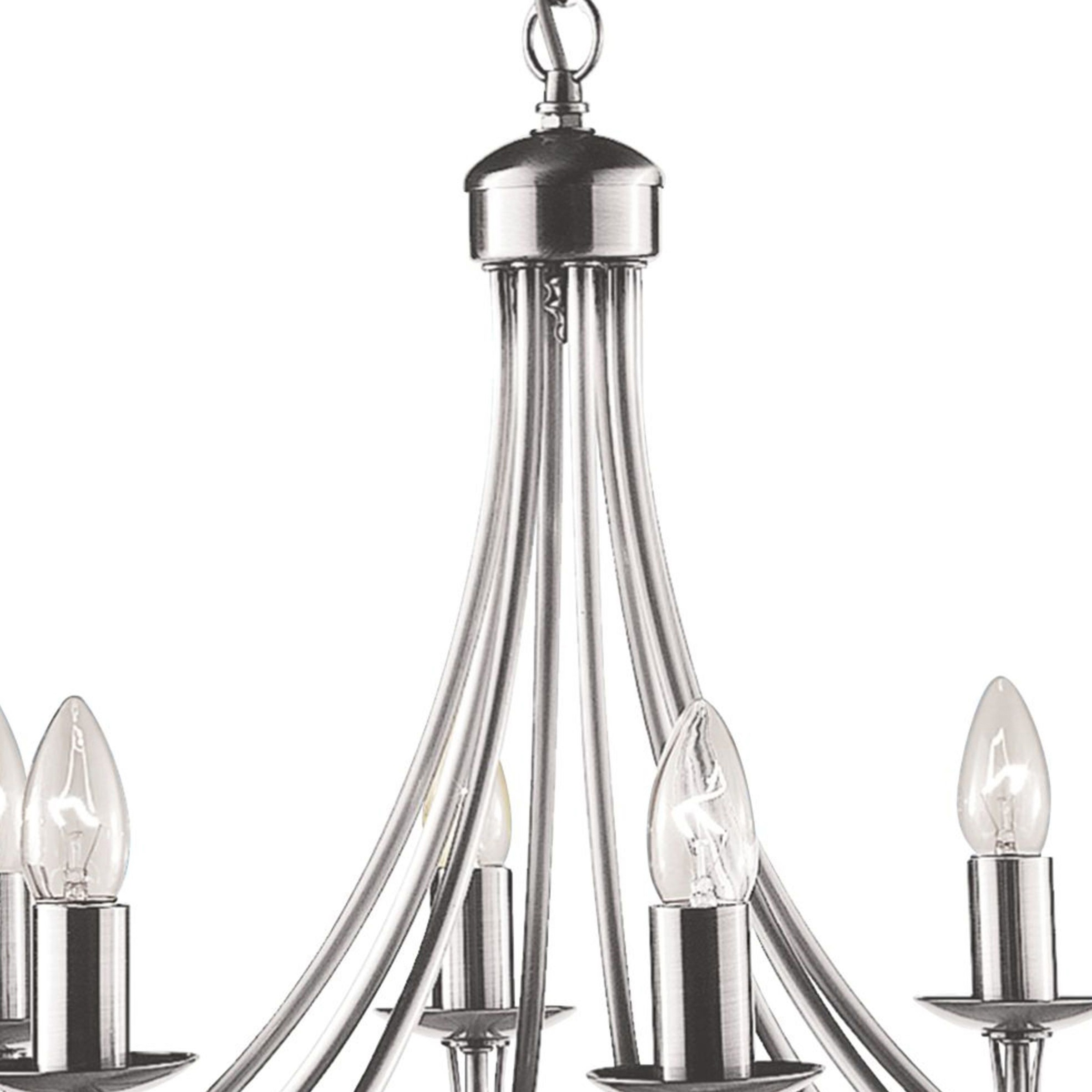 SEARCHLIGHT Kronleuchter "Maypole 8Lt Pendant", silber (satin, silber), 8, Ø 60cm H: 50cm, 1 Stk., Leuchten, Kronleuchter 2