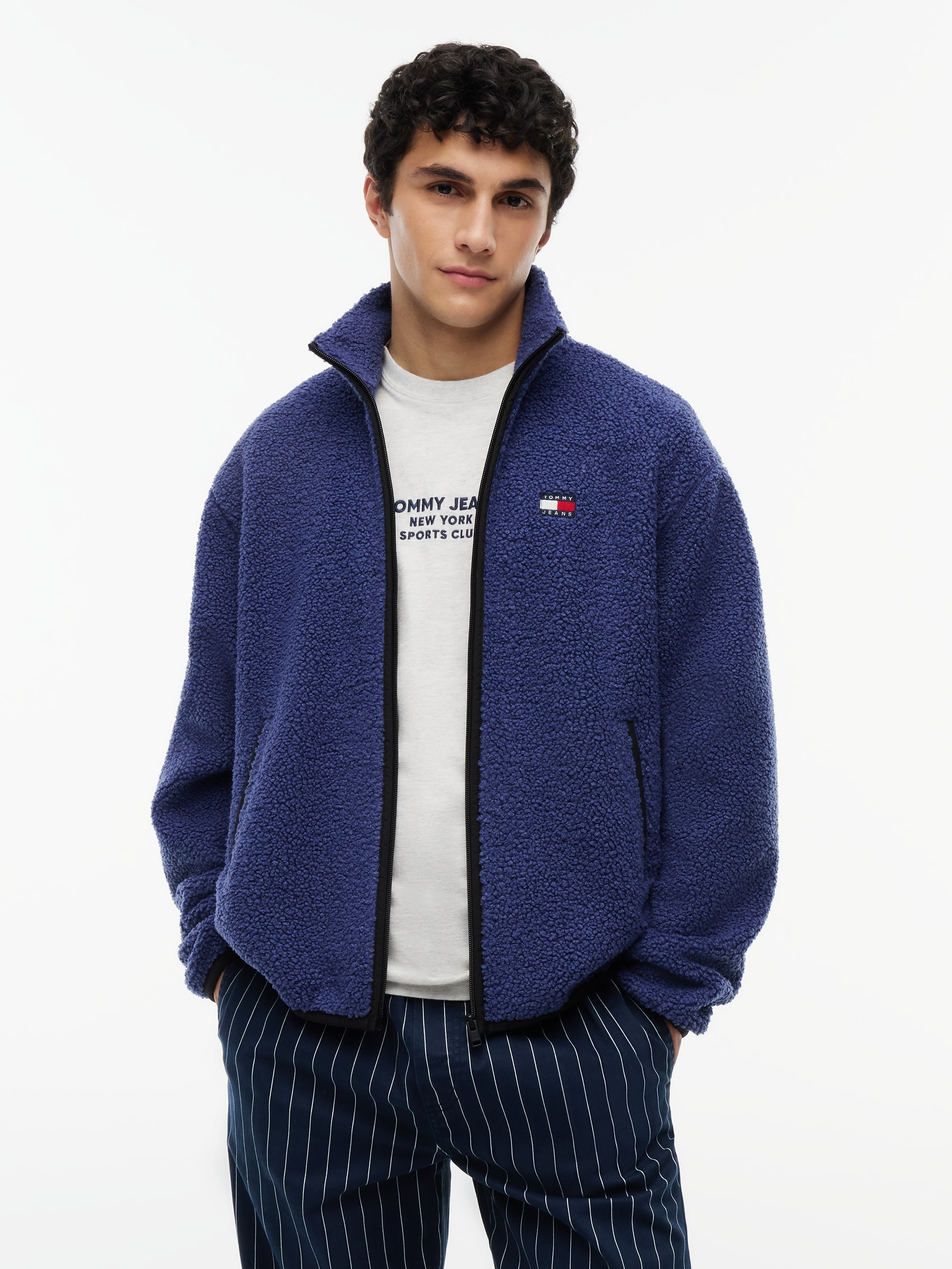 Tommy Jeans "TJM BADGE TEDDY" Stehkragen, Teddyfleece, relaxed fit