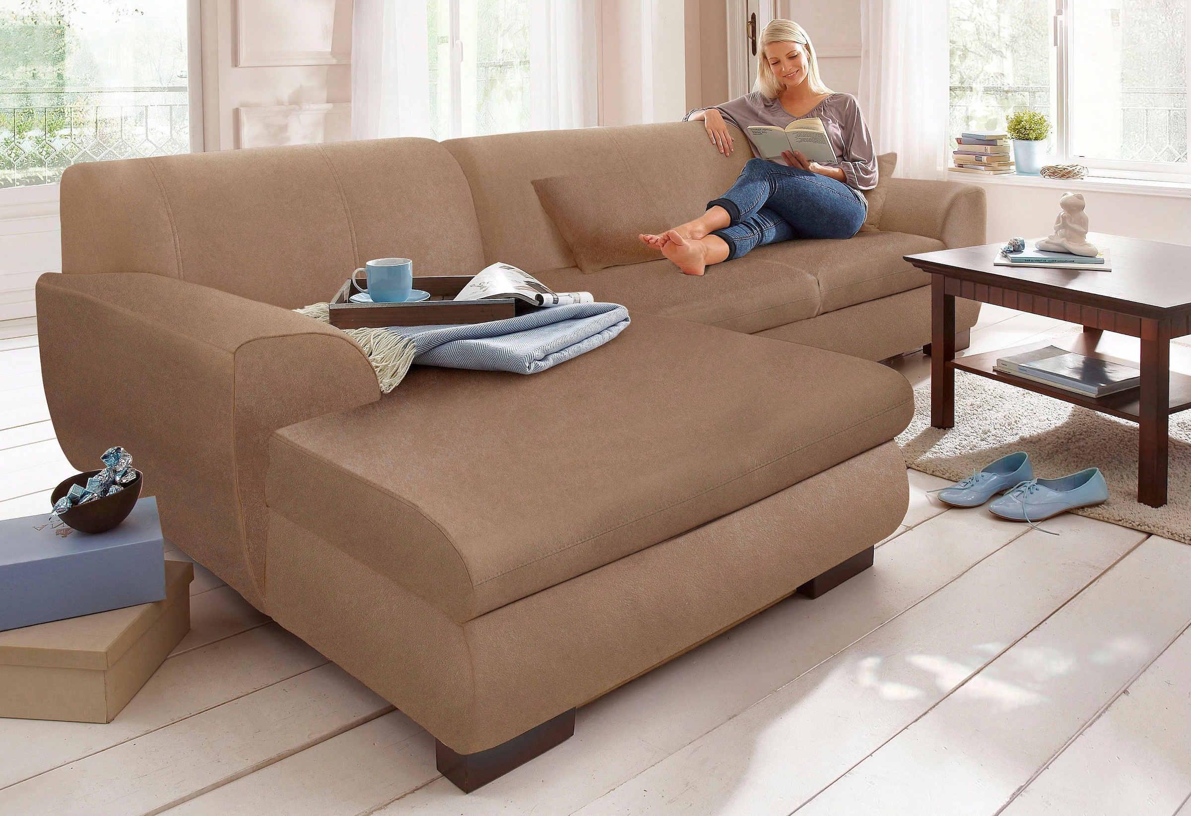 Home affaire Ecksofa »Nika L-Form«, wahlweise mit Bettfunktion, auch in Cord
