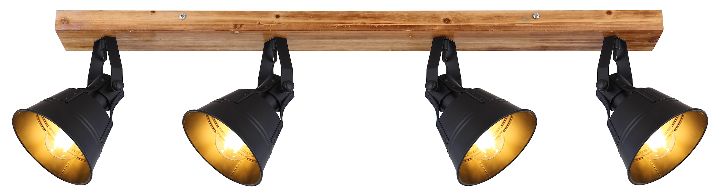 GLOBO LIGHTING Deckenstrahler »GÜNTHER«, Leuchtmittel E27 | ohne Leuchtmittel, Strahler/Holz/schwarz matt/Wohnzimmer/Flur/Arbeitszimmer