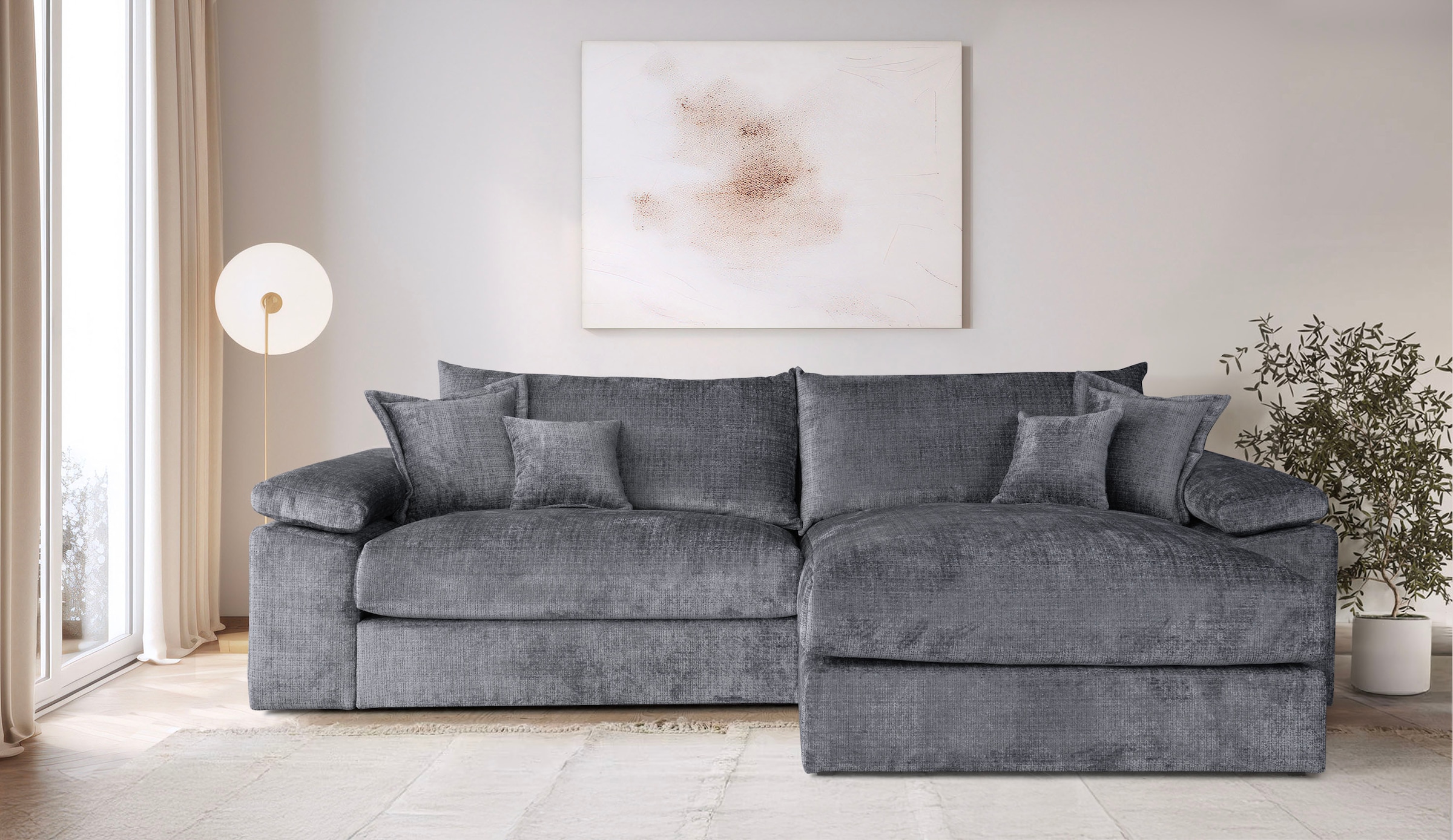 OTTO home "Soft&Cosy XXL L-Form, B: 303 cm - OTTO. Verlässliche Qualität." Mega-Sofa, Cord oder Chenille-Struktur, mit Federkern & 4 Zierkissen